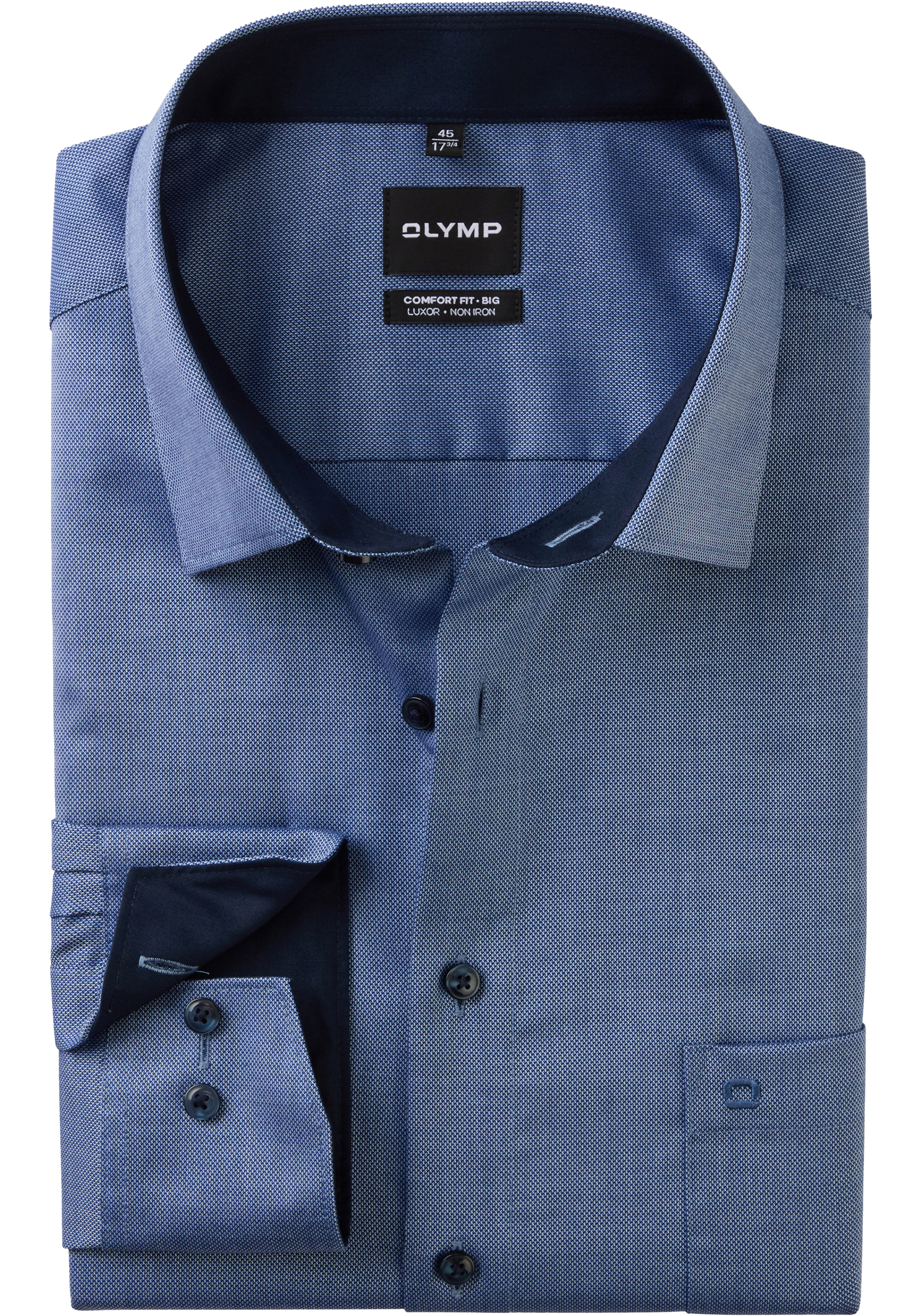 OLYMP Luxor comfort fit Big overhemd, natte, marine blauw