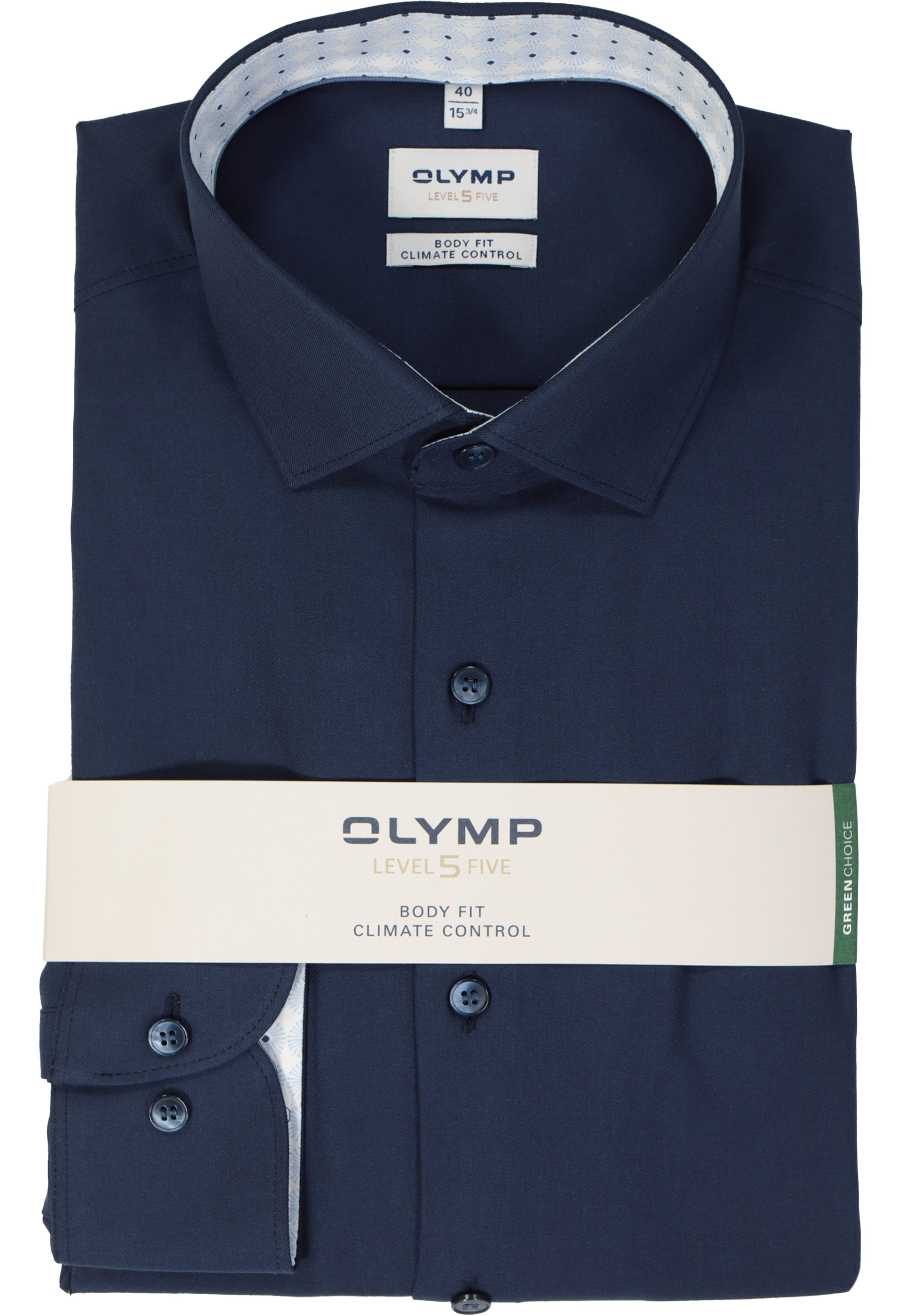 OLYMP 24/7 Level 5 body fit overhemd, twill, marine blauw