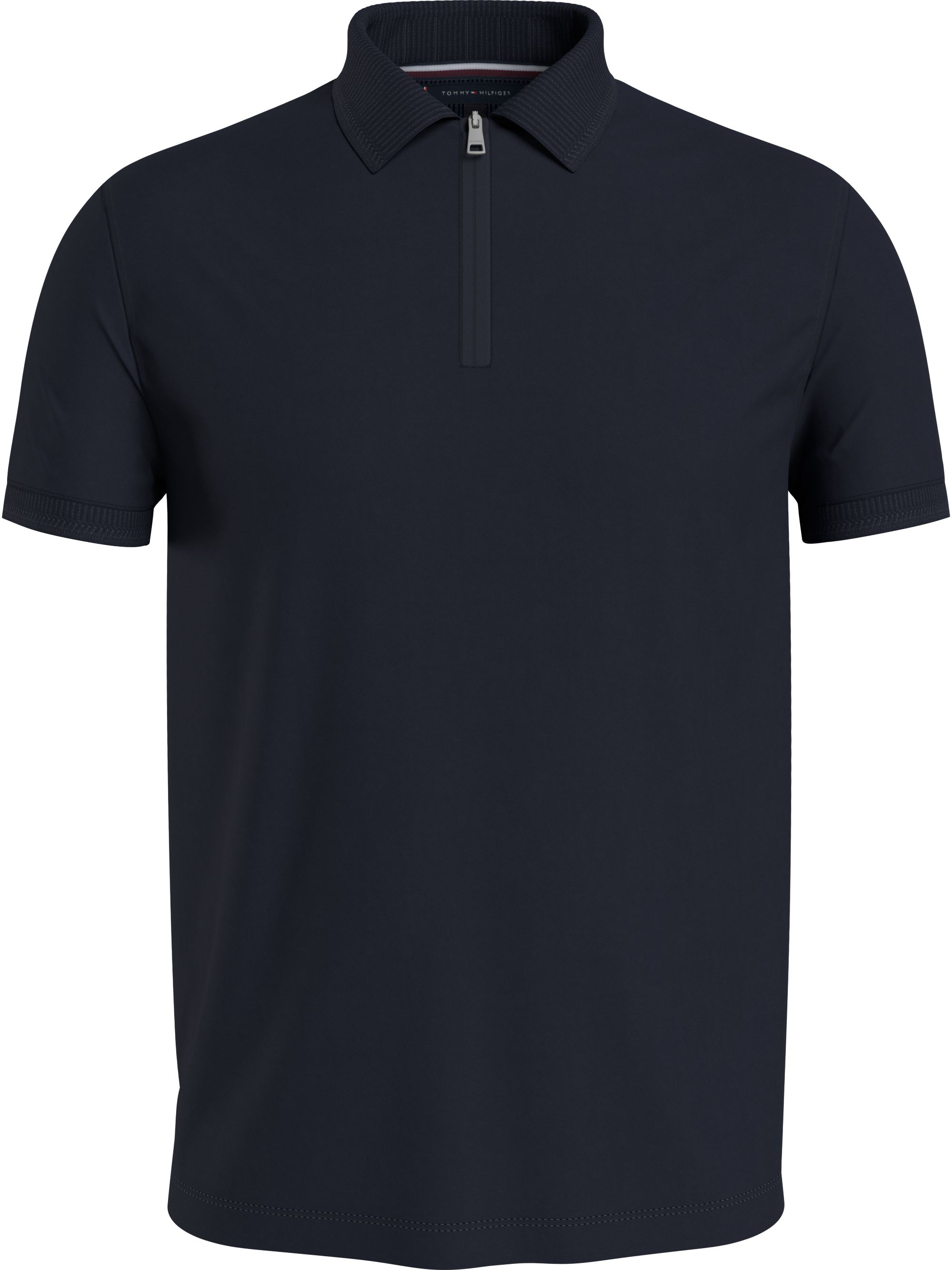 Tommy Hilfiger Dc Interlock Zip Slim Polo, heren poloshirt, donkerblauw