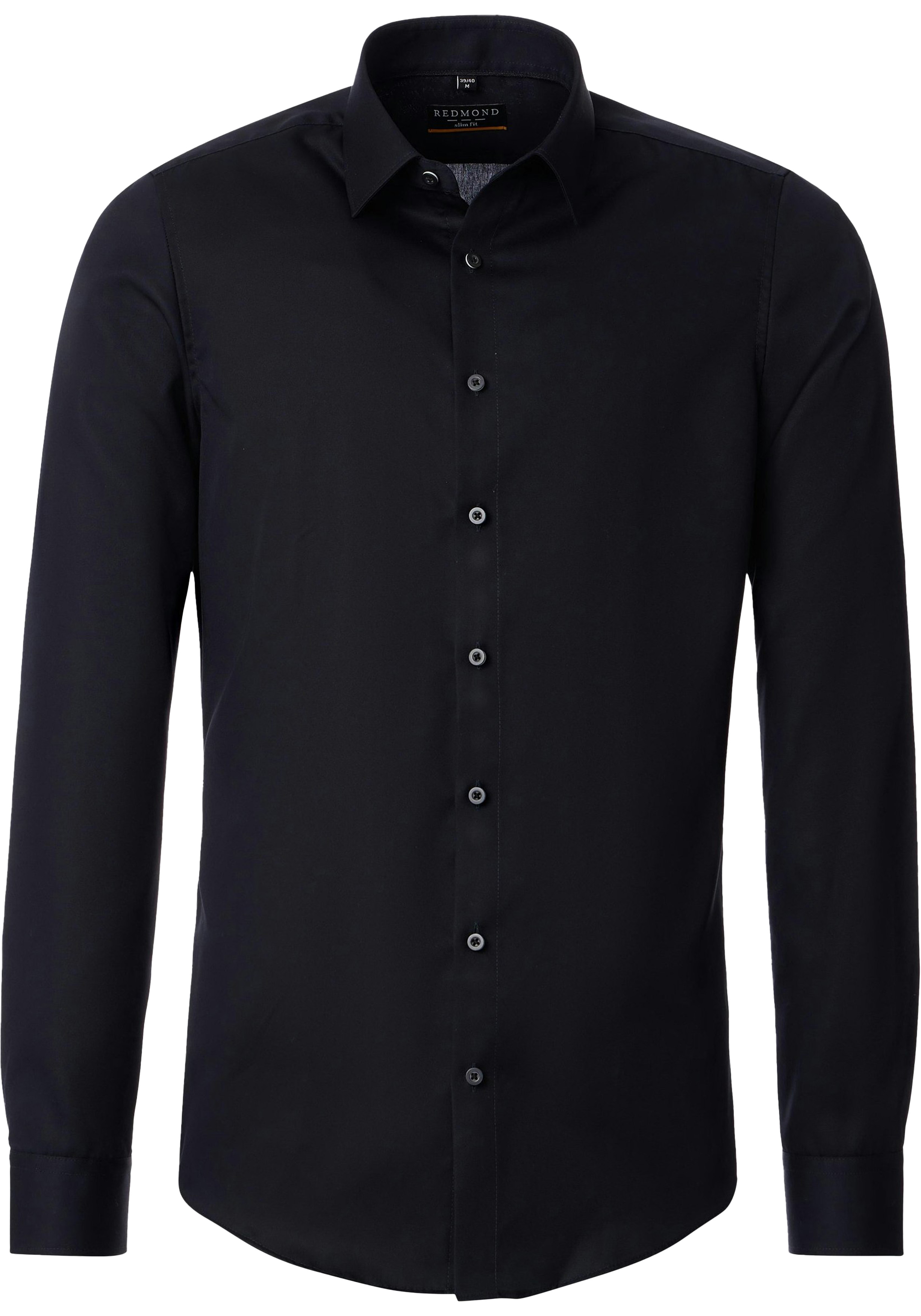 Redmond slim fit overhemd, popeline, zwart