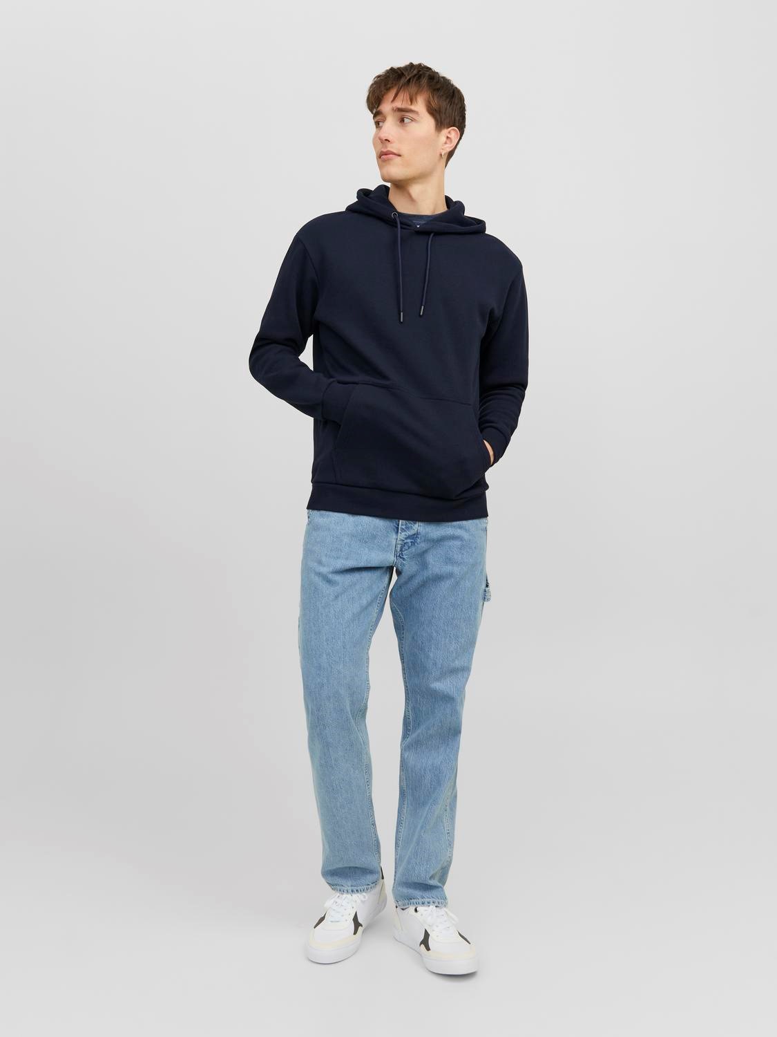 JACK & JONES Bradley sweat hood regular fit, heren hoodie katoenmengsel met capuchon, blauw