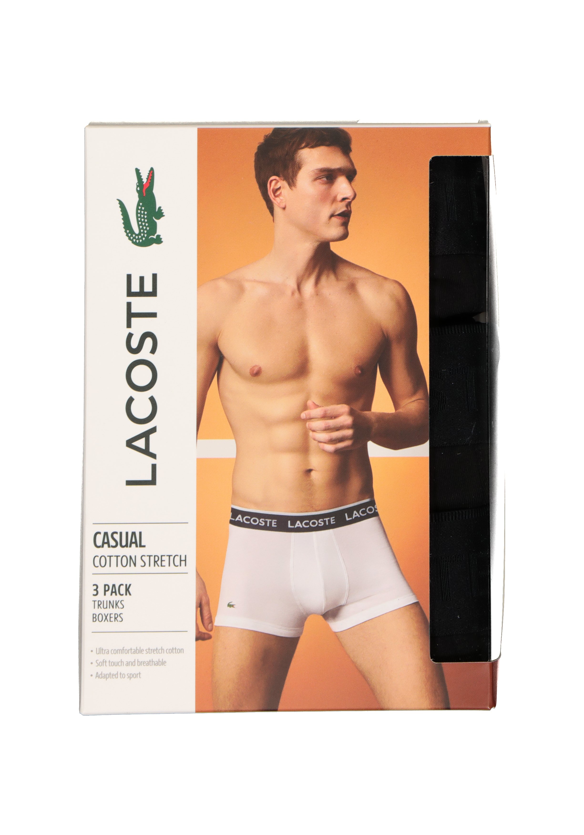 Lacoste Boxer Trunks (3-pack), heren boxers kort, zwart