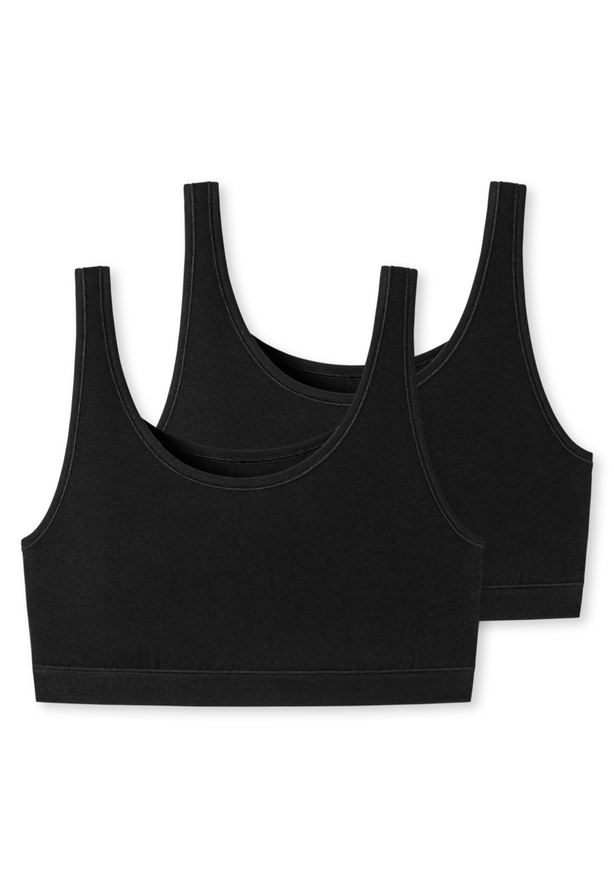 SCHIESSER 95/5 bralette (2-pack), dames bustier zonder cups biologisch katoen zwart