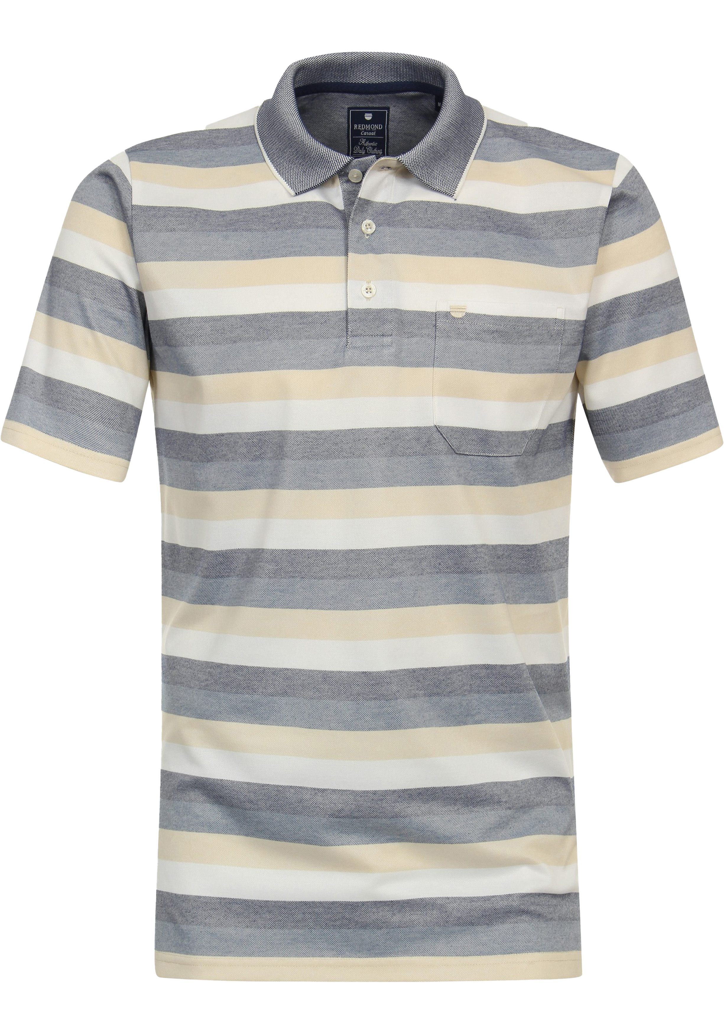 Redmond regular fit heren polo, pique, blauw gestreept