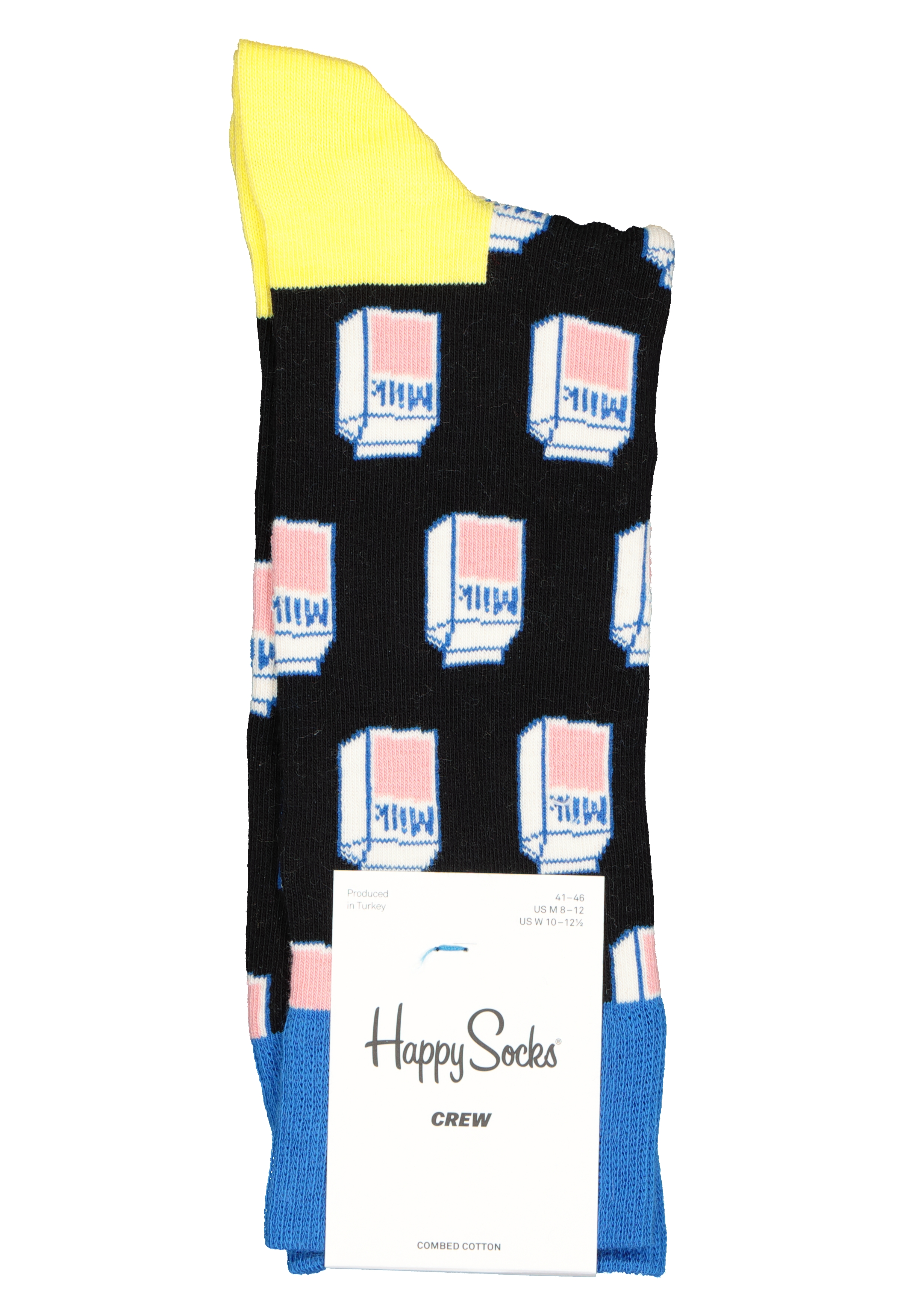 Happy Socks Milk Sock, zwart met melk