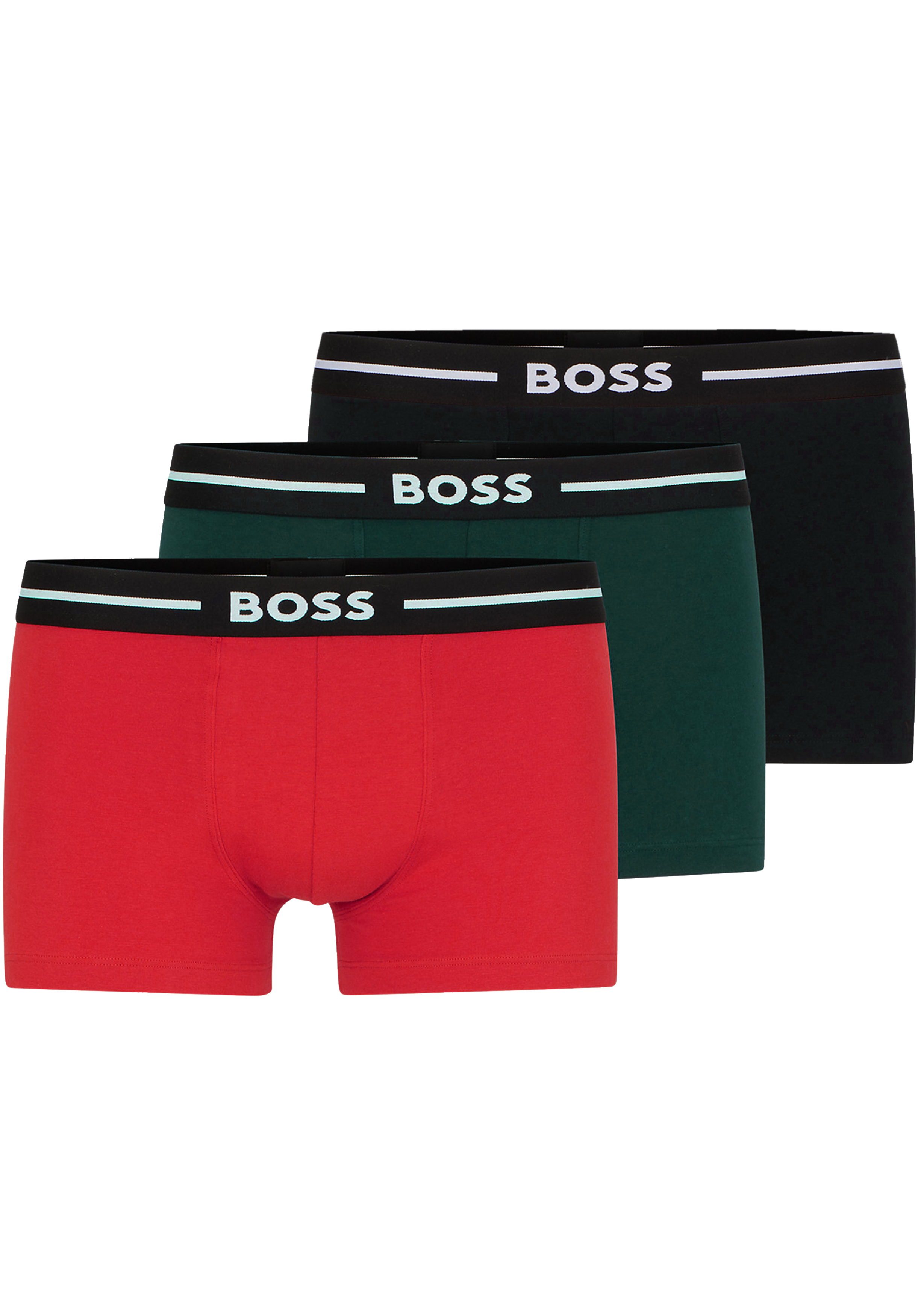 HUGO BOSS Bold trunks (3-pack), heren boxers kort, zwart, rood, groen