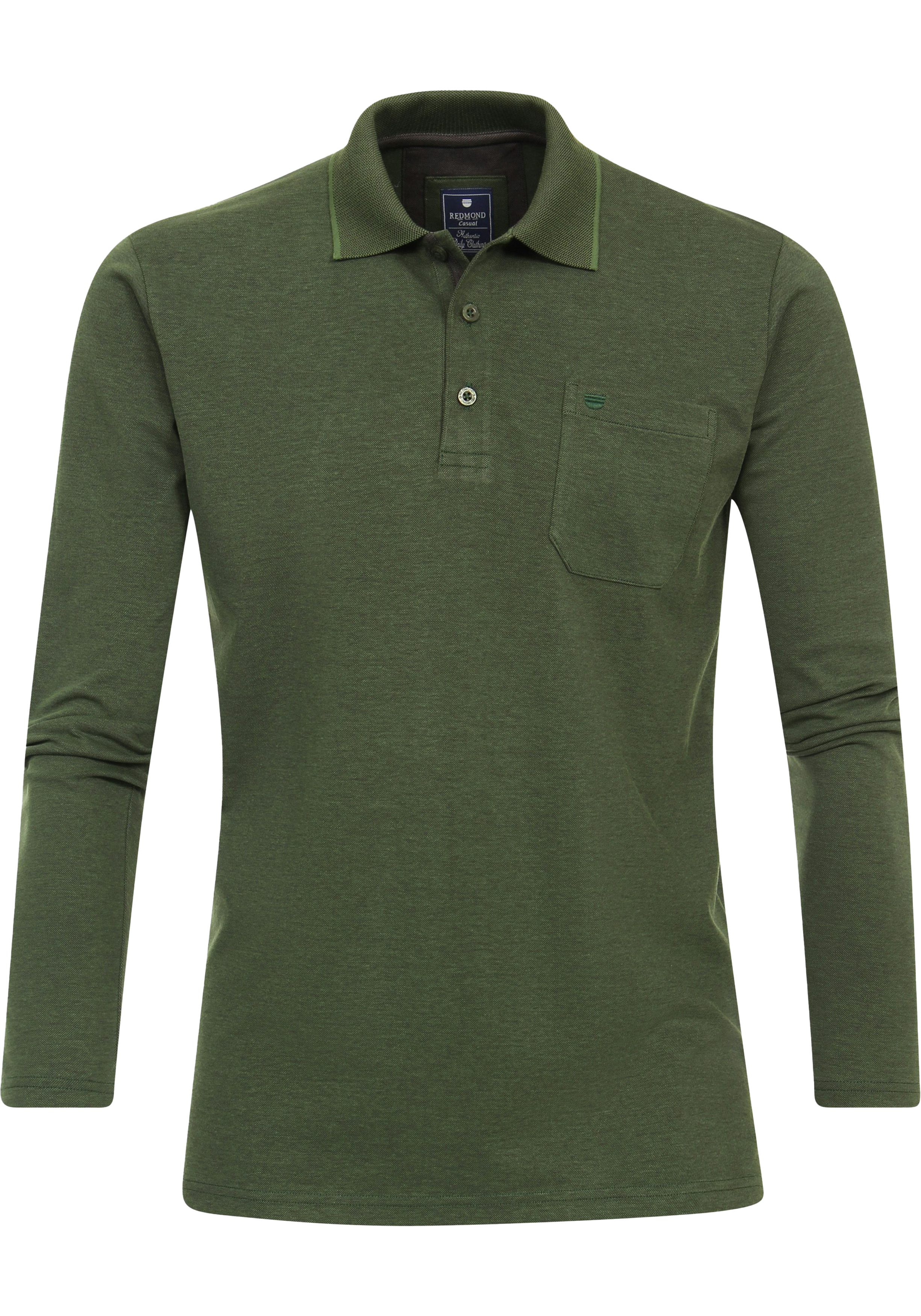 Redmond regular fit polo lange mouw, jersey, groen