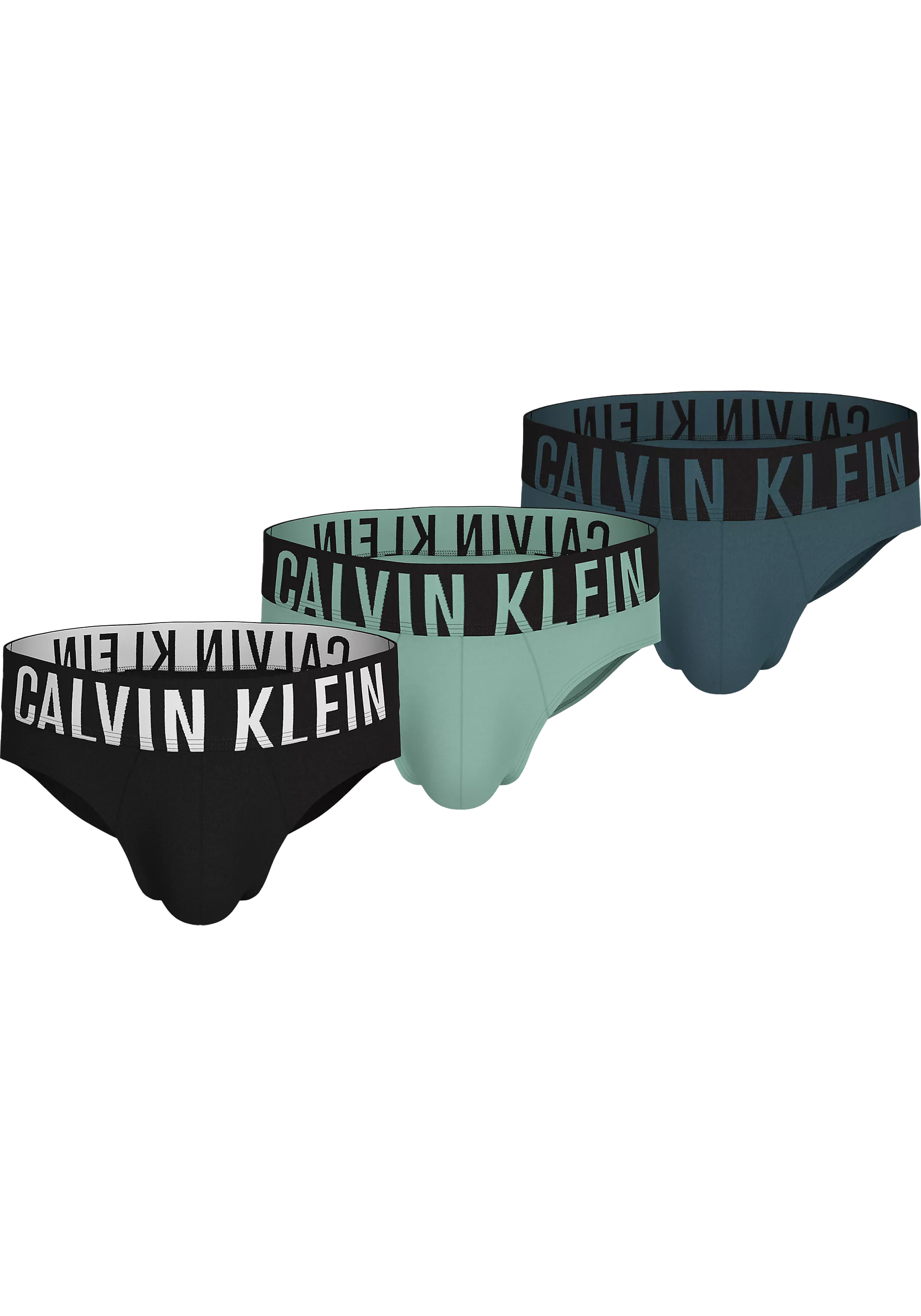 Calvin Klein Hipster Briefs (3-pack), heren slips, zwart, lichtgroen, blauw