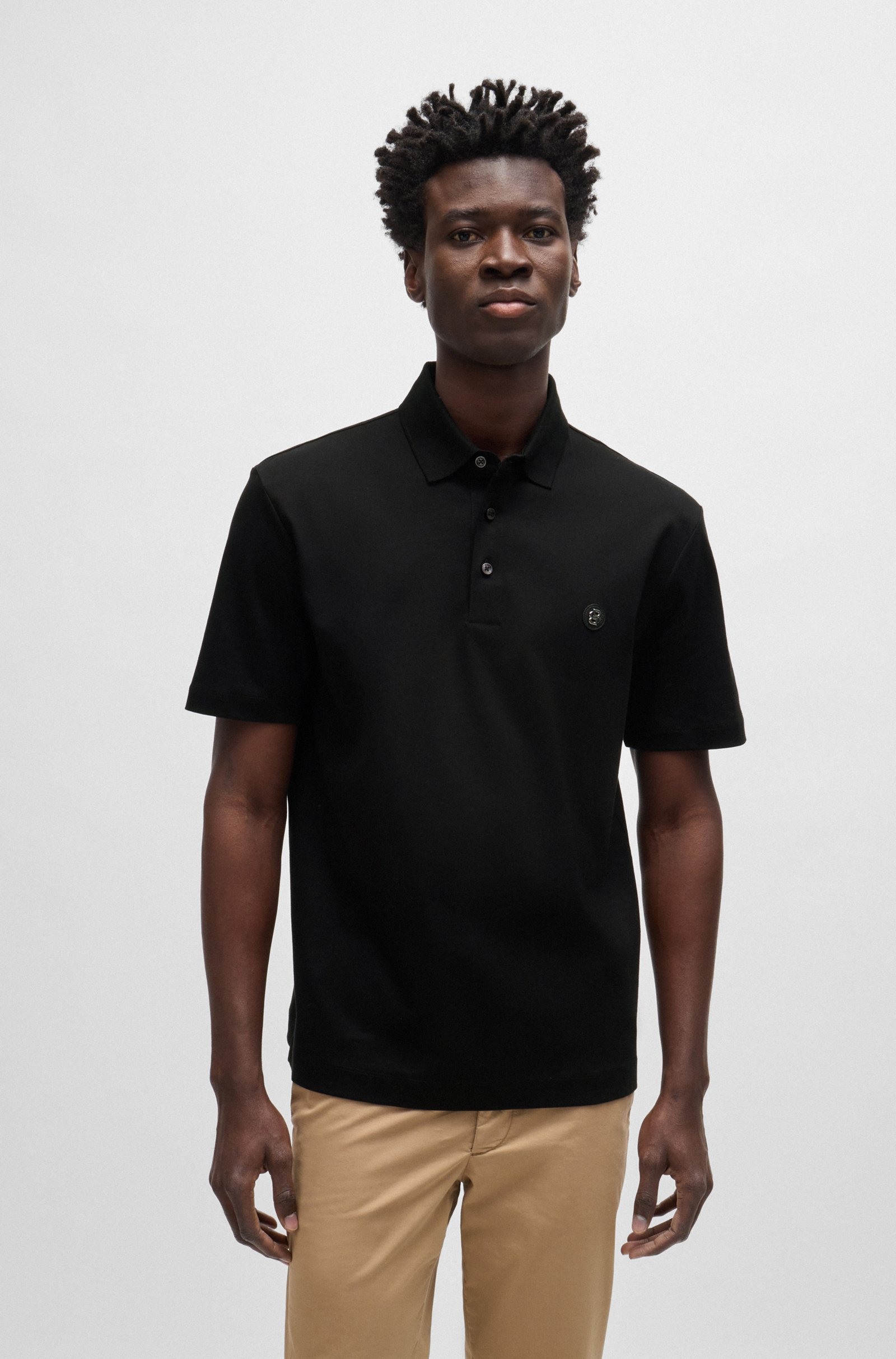 BOSS Parris regular fit heren polo, pique, zwart