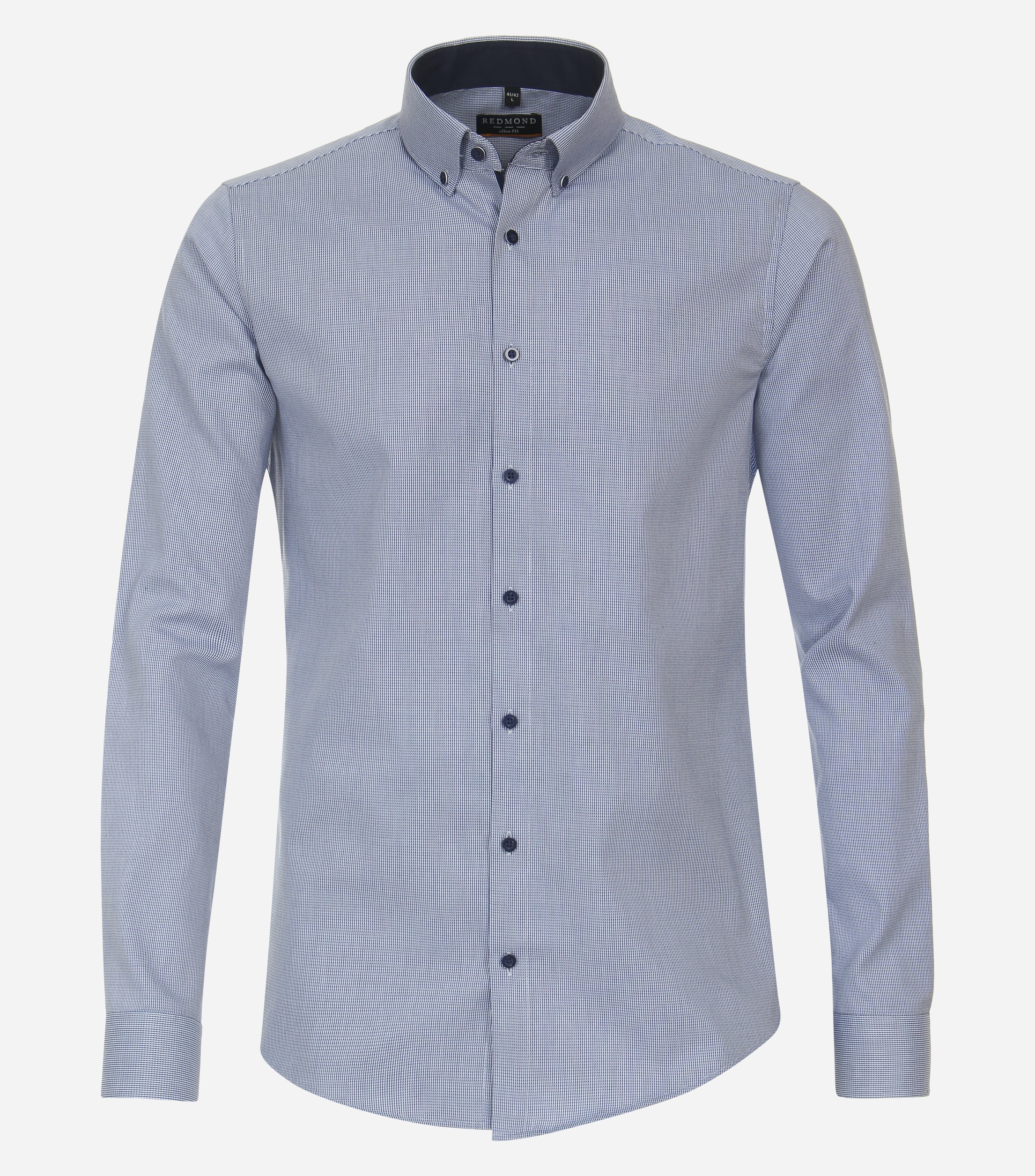 Redmond slim fit overhemd, popeline, blauw dessin