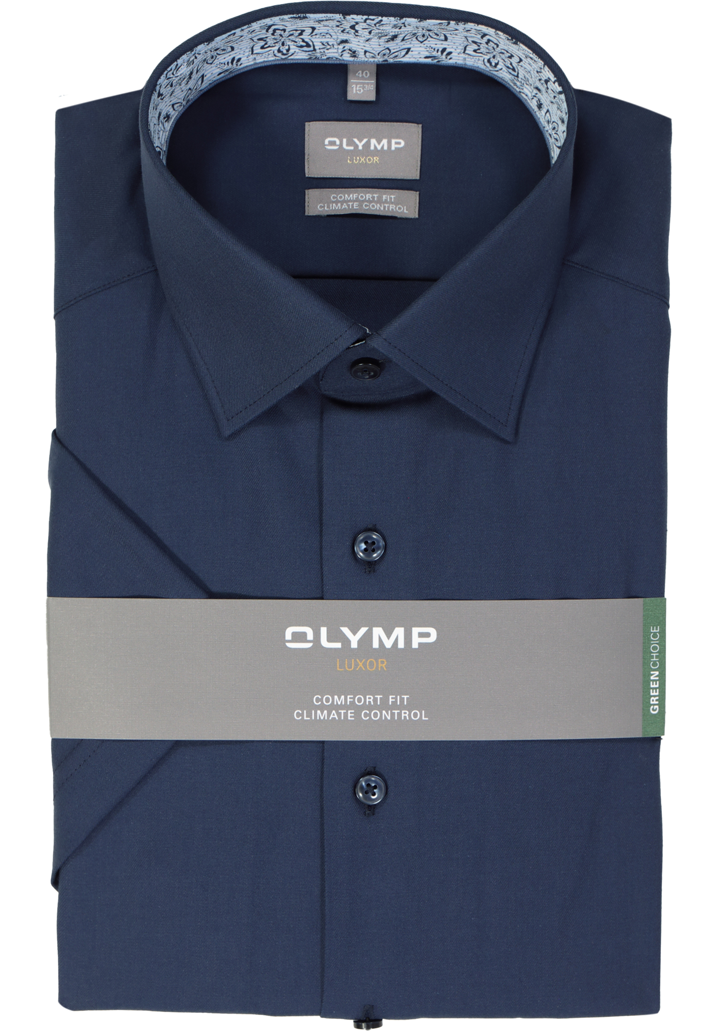 OLYMP comfort fit overhemd, korte mouw, twill, marine blauw