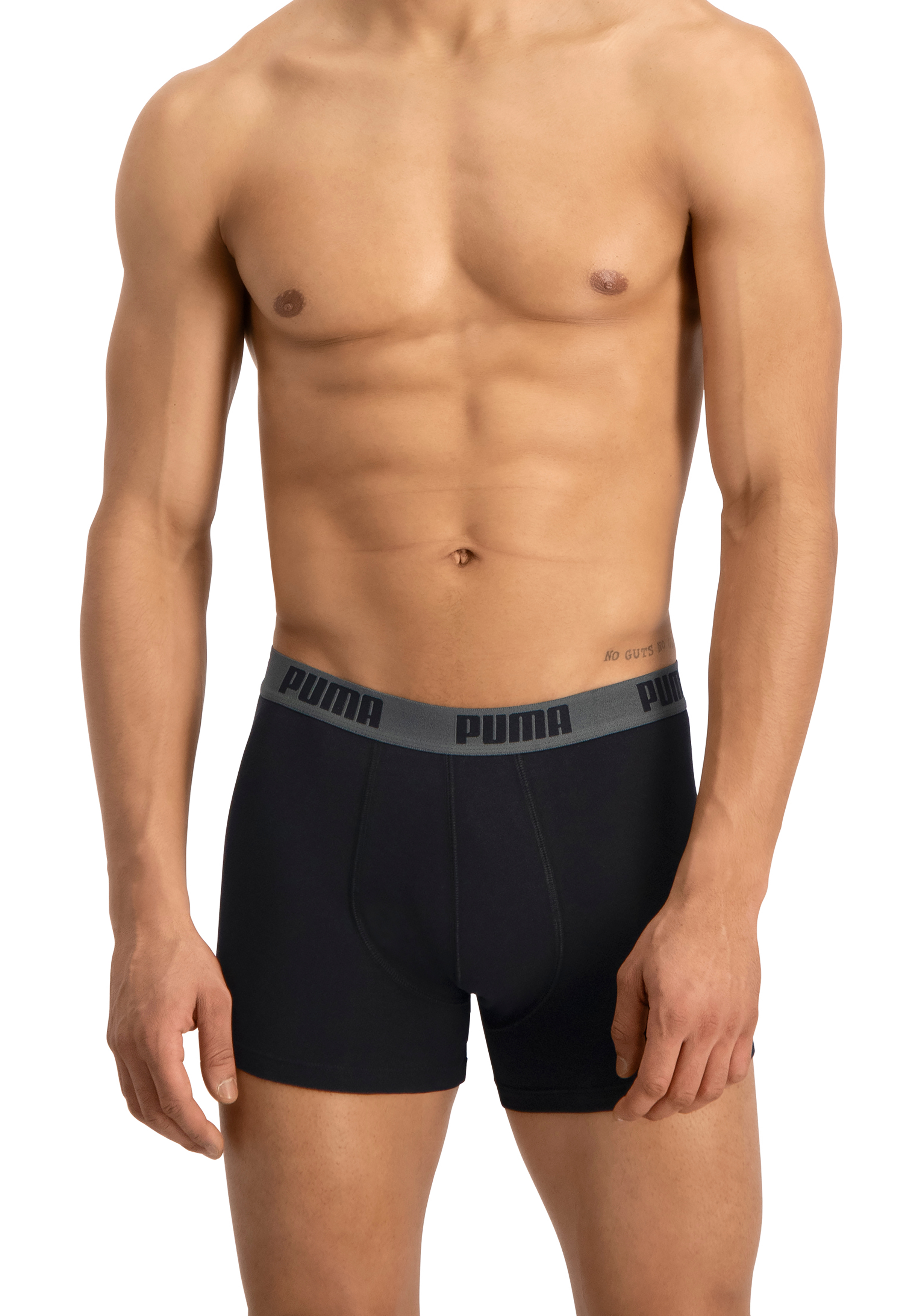 Puma Basic Boxer heren (2-pack), zwart en donkergrijs