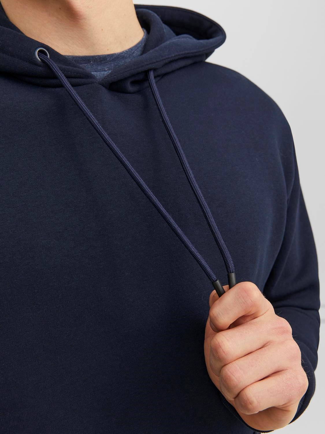 JACK & JONES Bradley sweat hood regular fit, heren hoodie katoenmengsel met capuchon, blauw