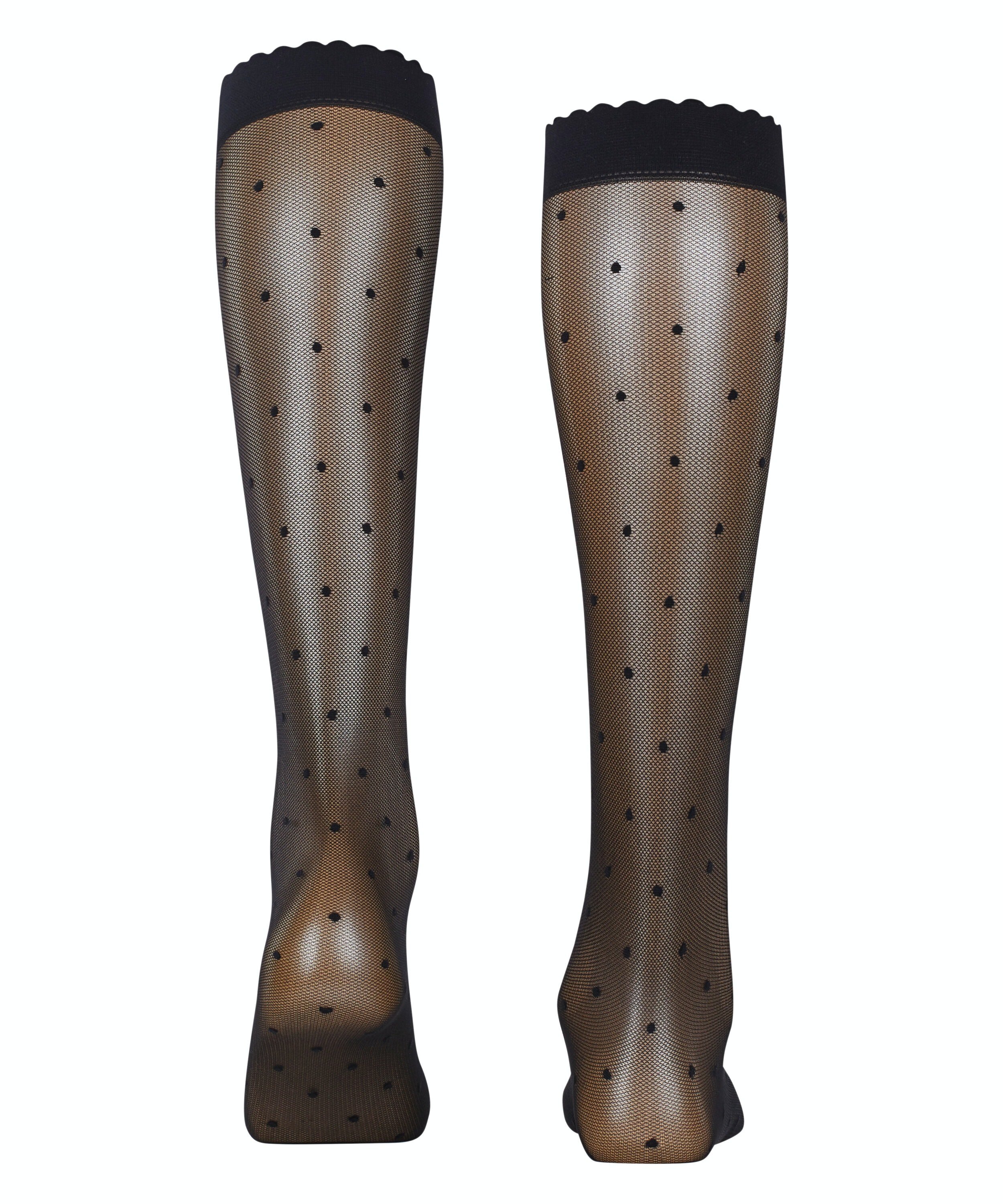 FALKE Dot 15 DEN dames kniekousen, zwart (black)