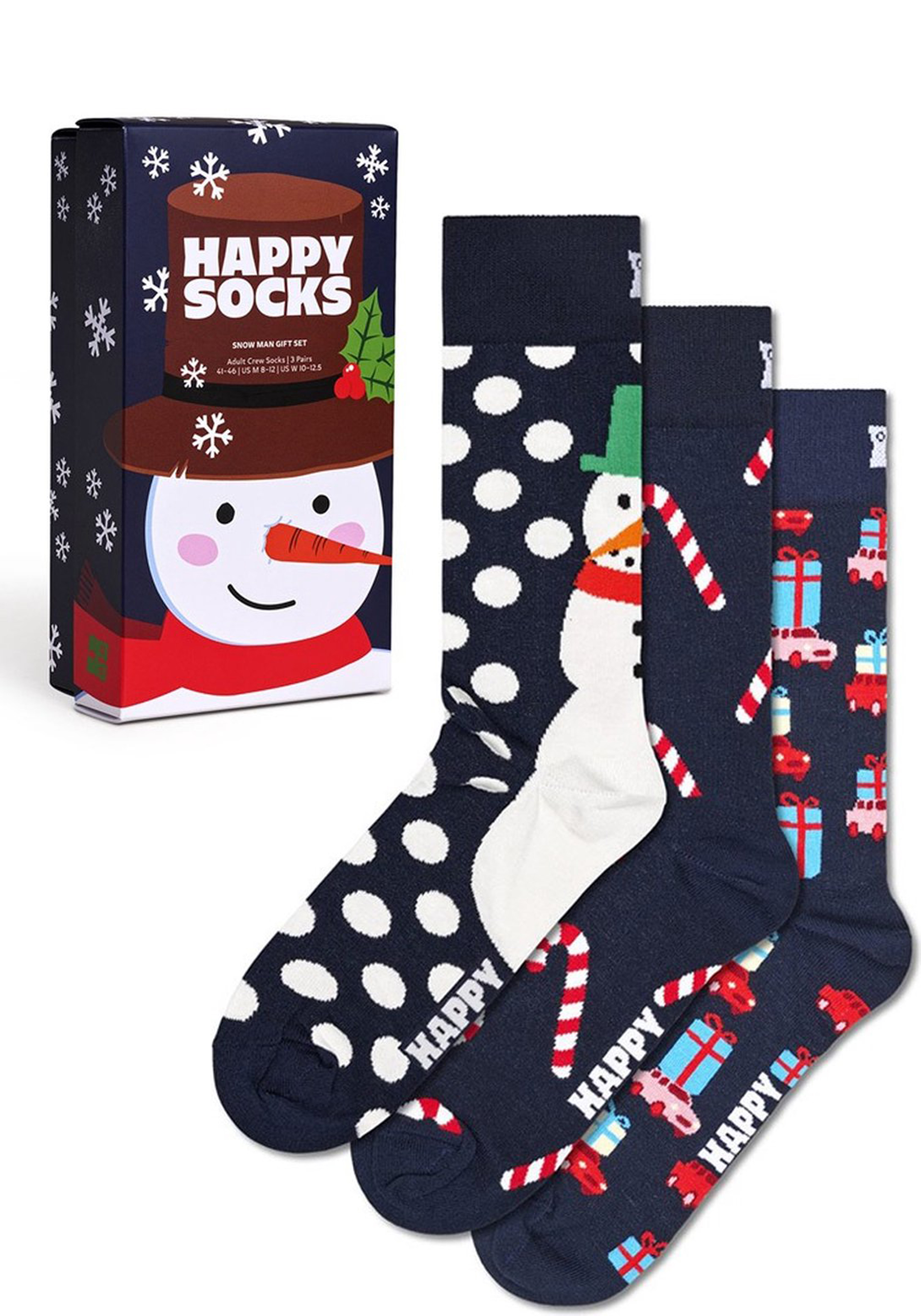 Happy Socks Holiday Navy Gift Set (3-pack), unisex sokken in cadeauverpakking