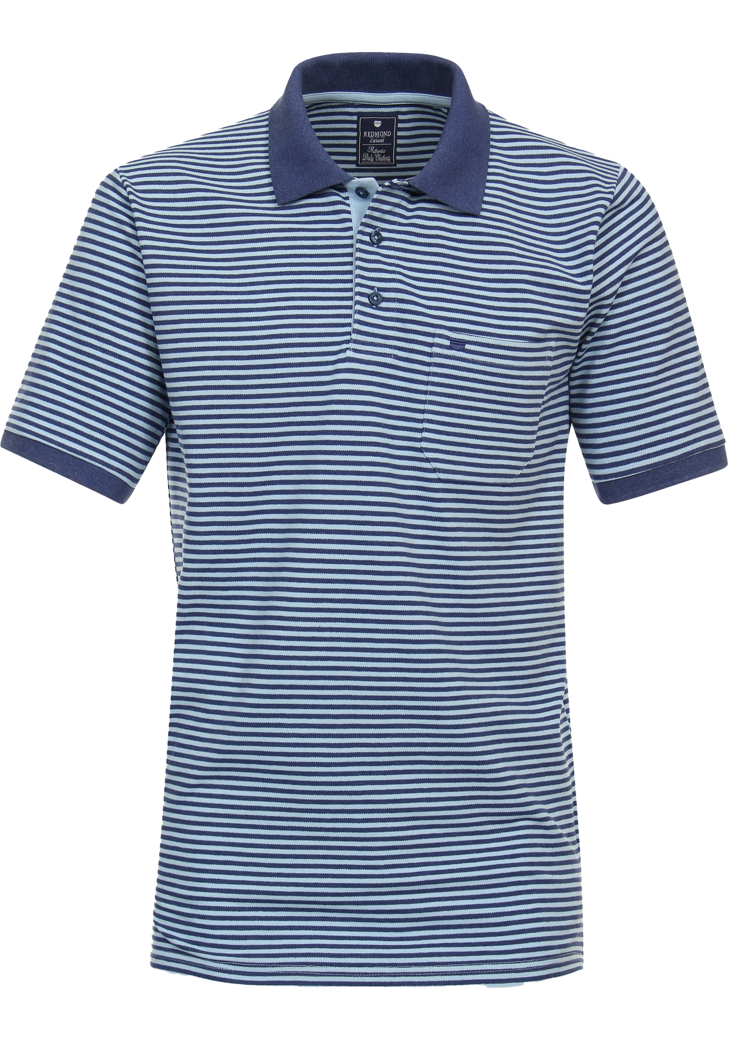 Redmond regular fit heren polo, pique, blauw gestreept