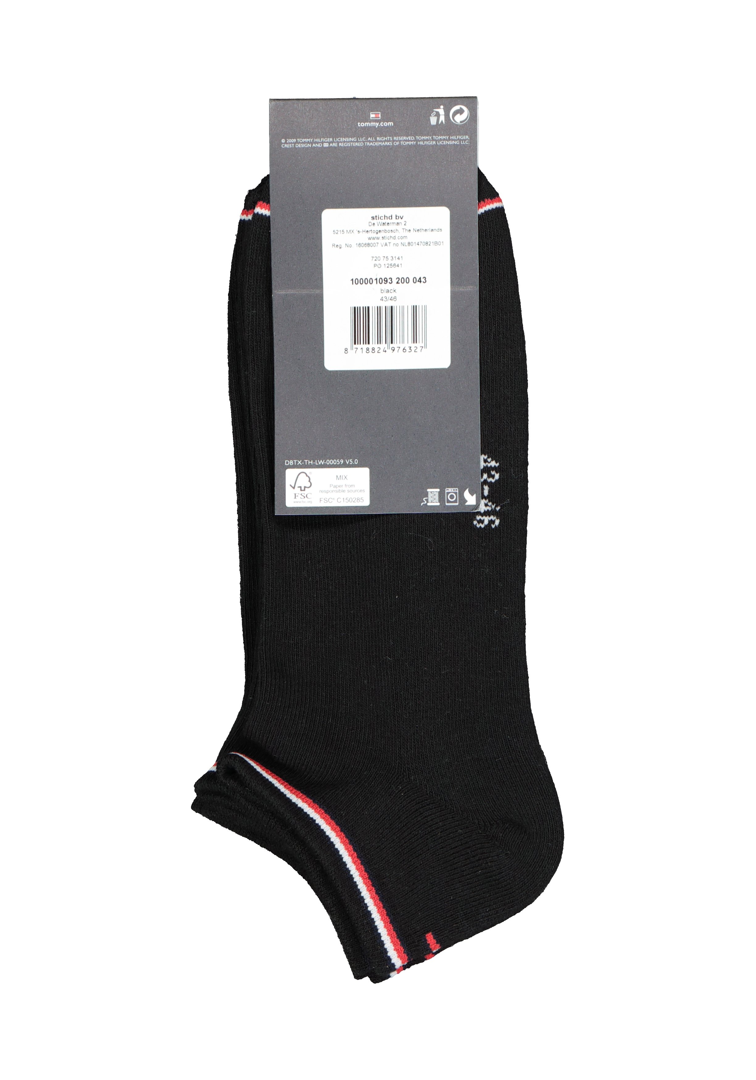 Tommy Hilfiger Iconic Sports Sneaker Socks (2-pack), heren sport enkelsokken, zwart