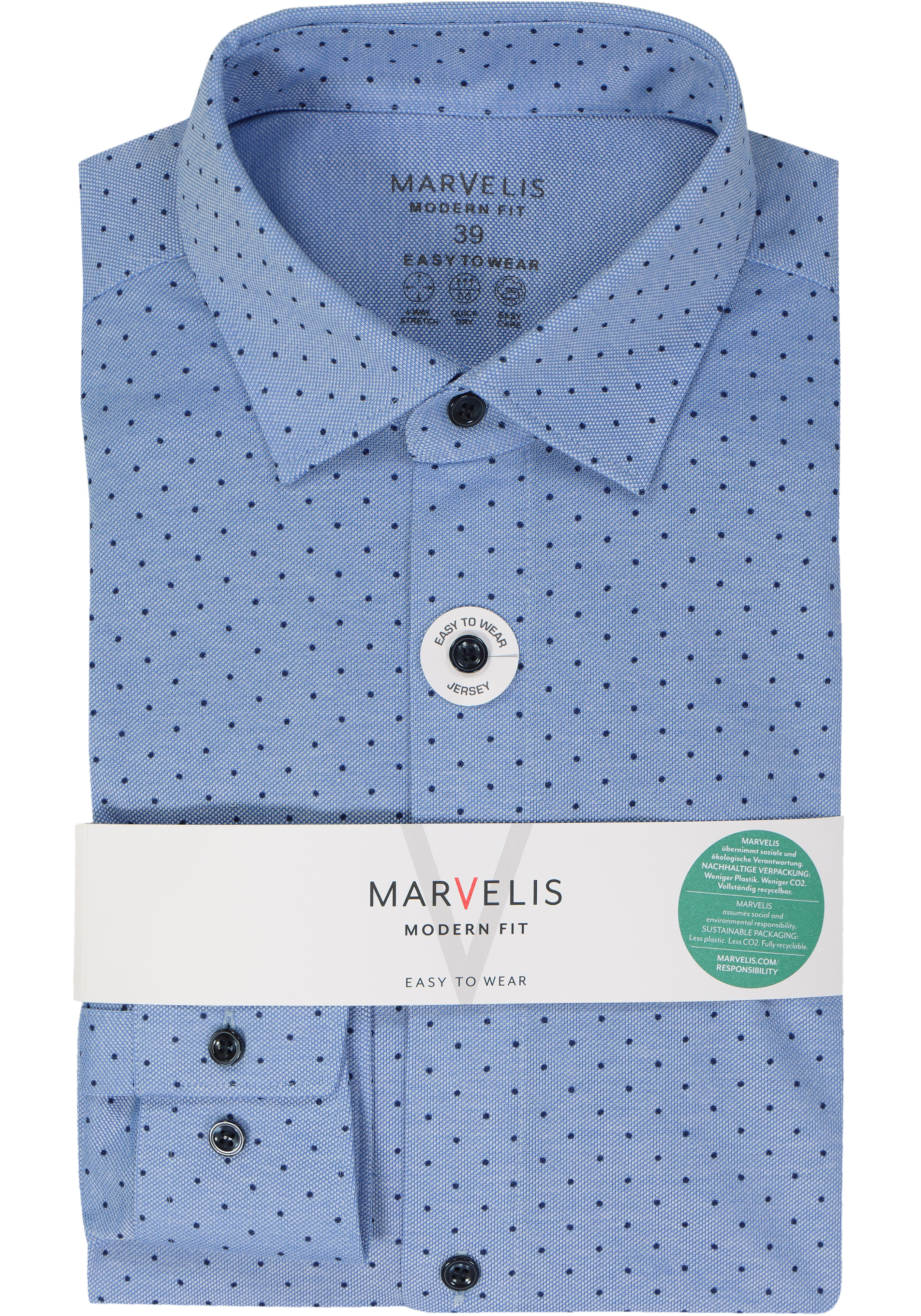 MARVELIS jersey modern fit overhemd, lichtblauw met donkerblauw gestipt tricot