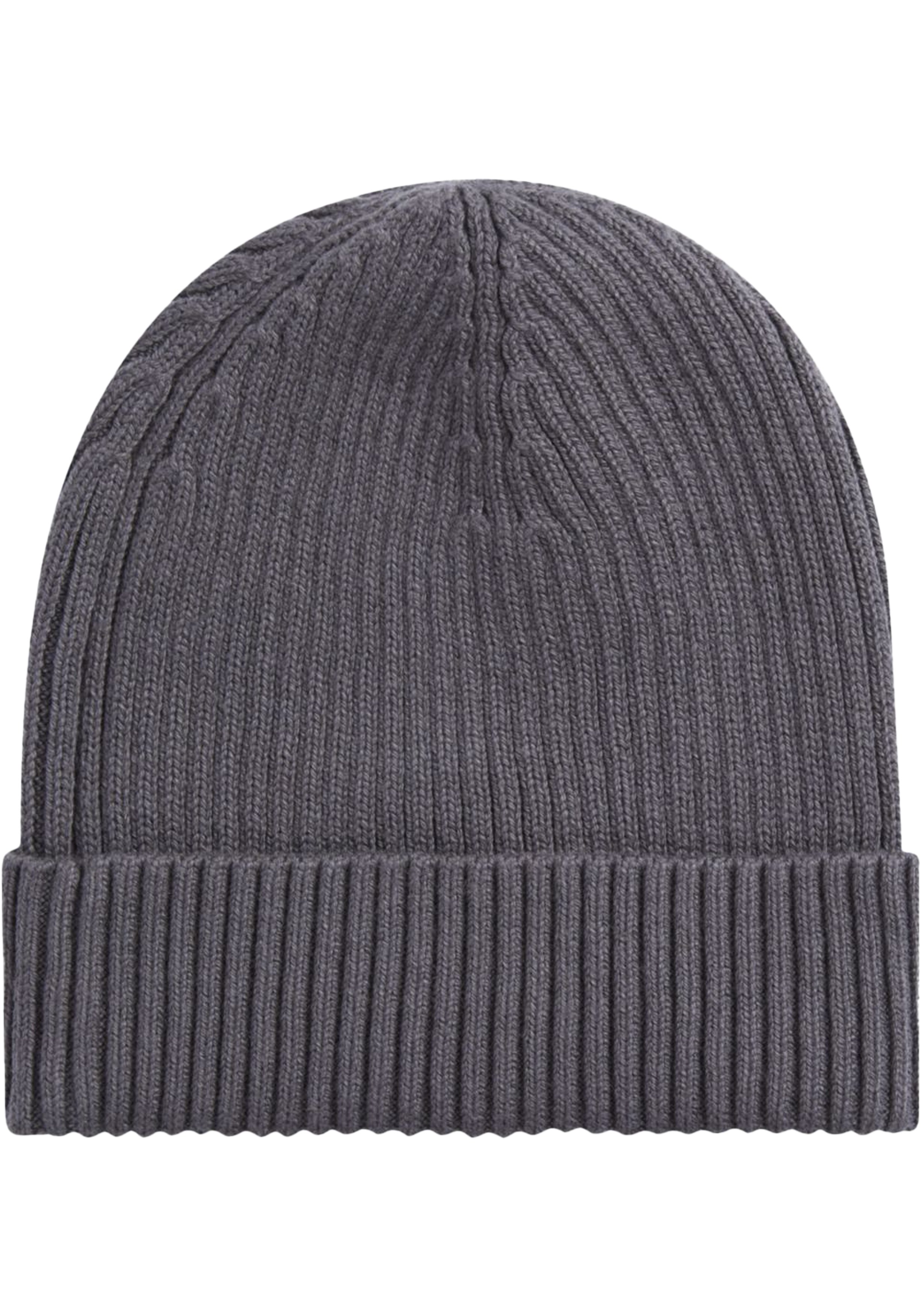 Calvin Klein muts, classic cotton rib beanie, middengrijs