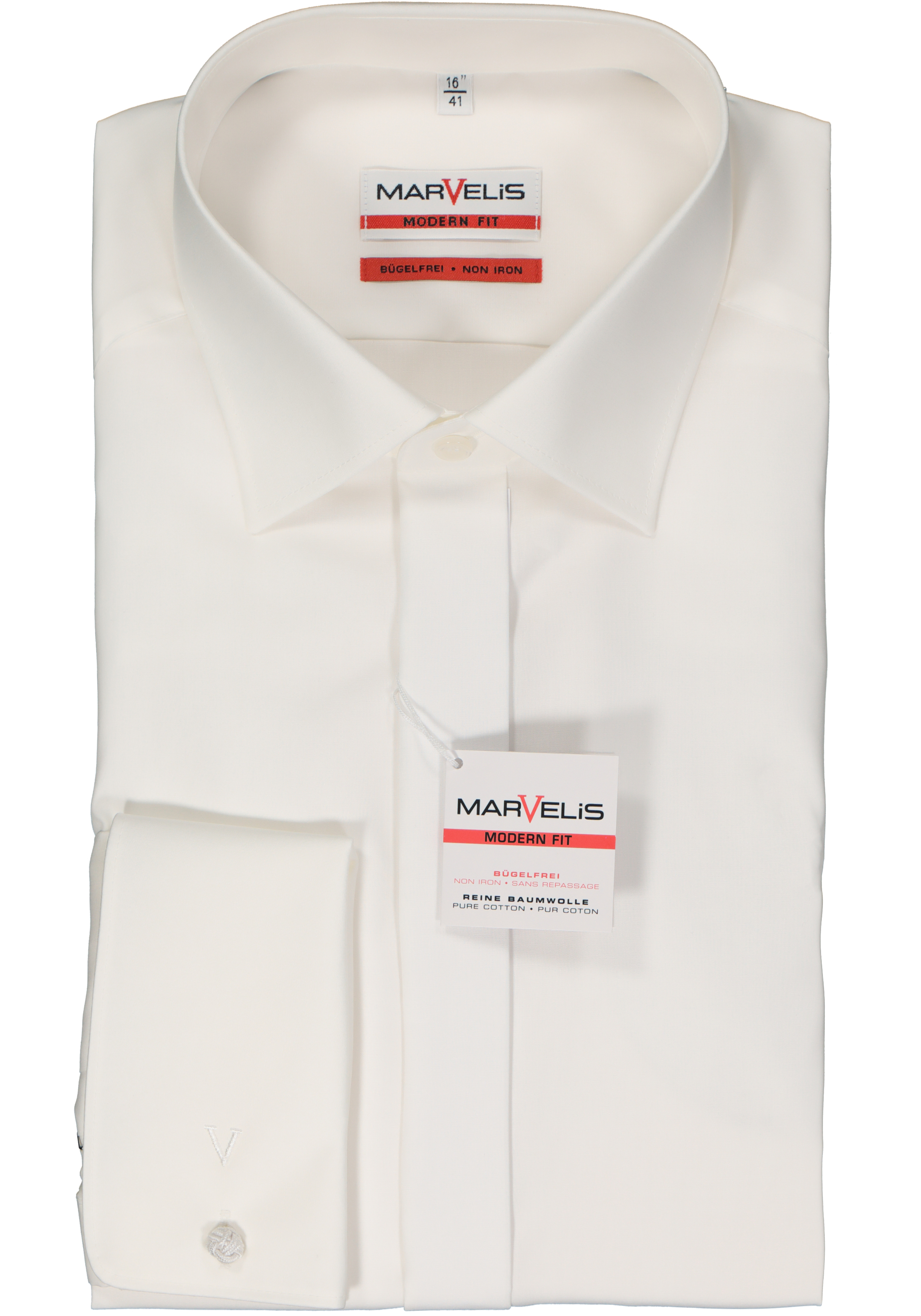 MARVELIS modern fit smoking overhemd, popeline, off-white