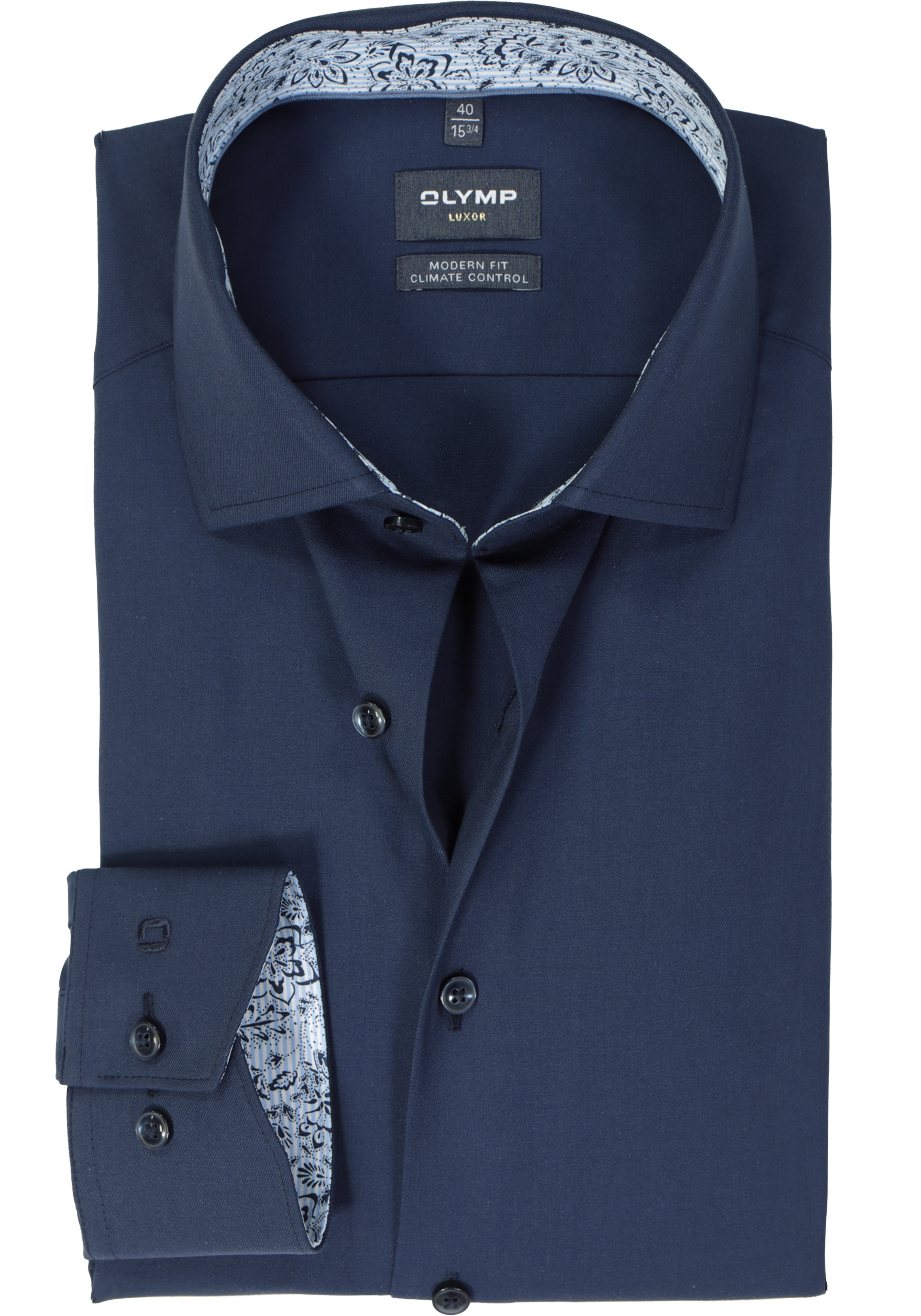 OLYMP 24/7 modern fit overhemd, twill, marine blauw