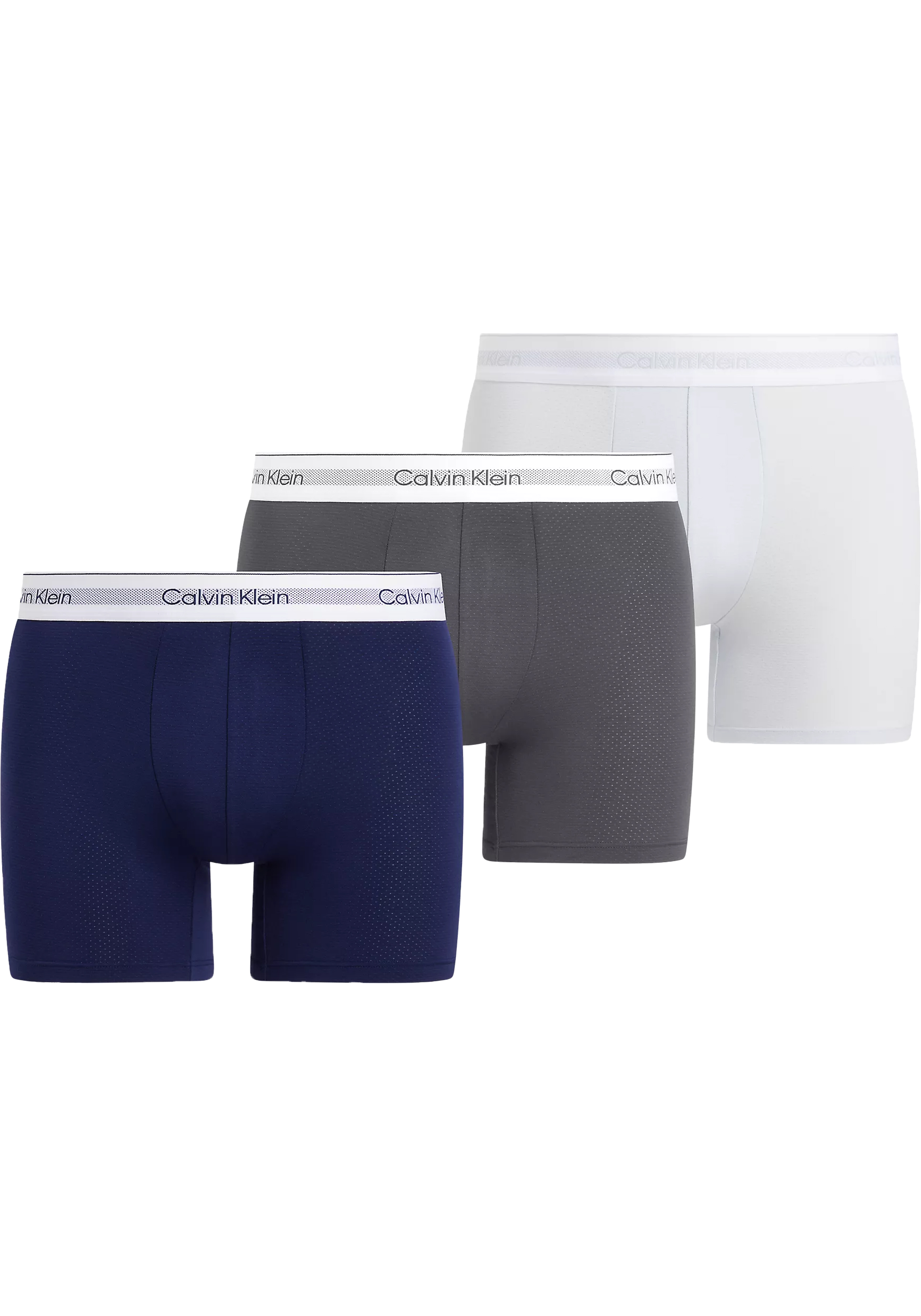 Calvin Klein Boxer Briefs (3-pack), heren boxers extra lang, blauw, grijs, heel lichtblauw