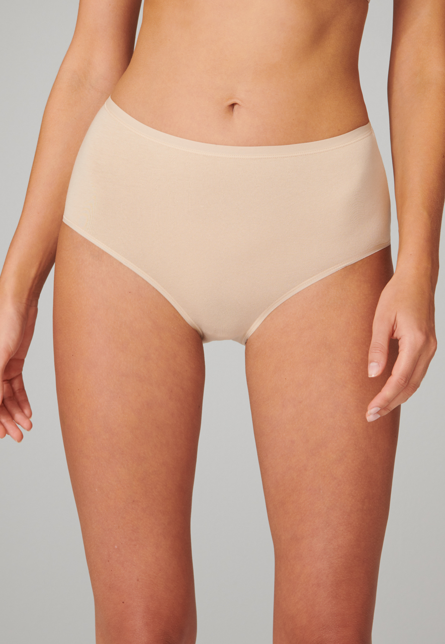 SCHIESSER 95/5 slip (2-pack), dames midi biologisch katoen zand