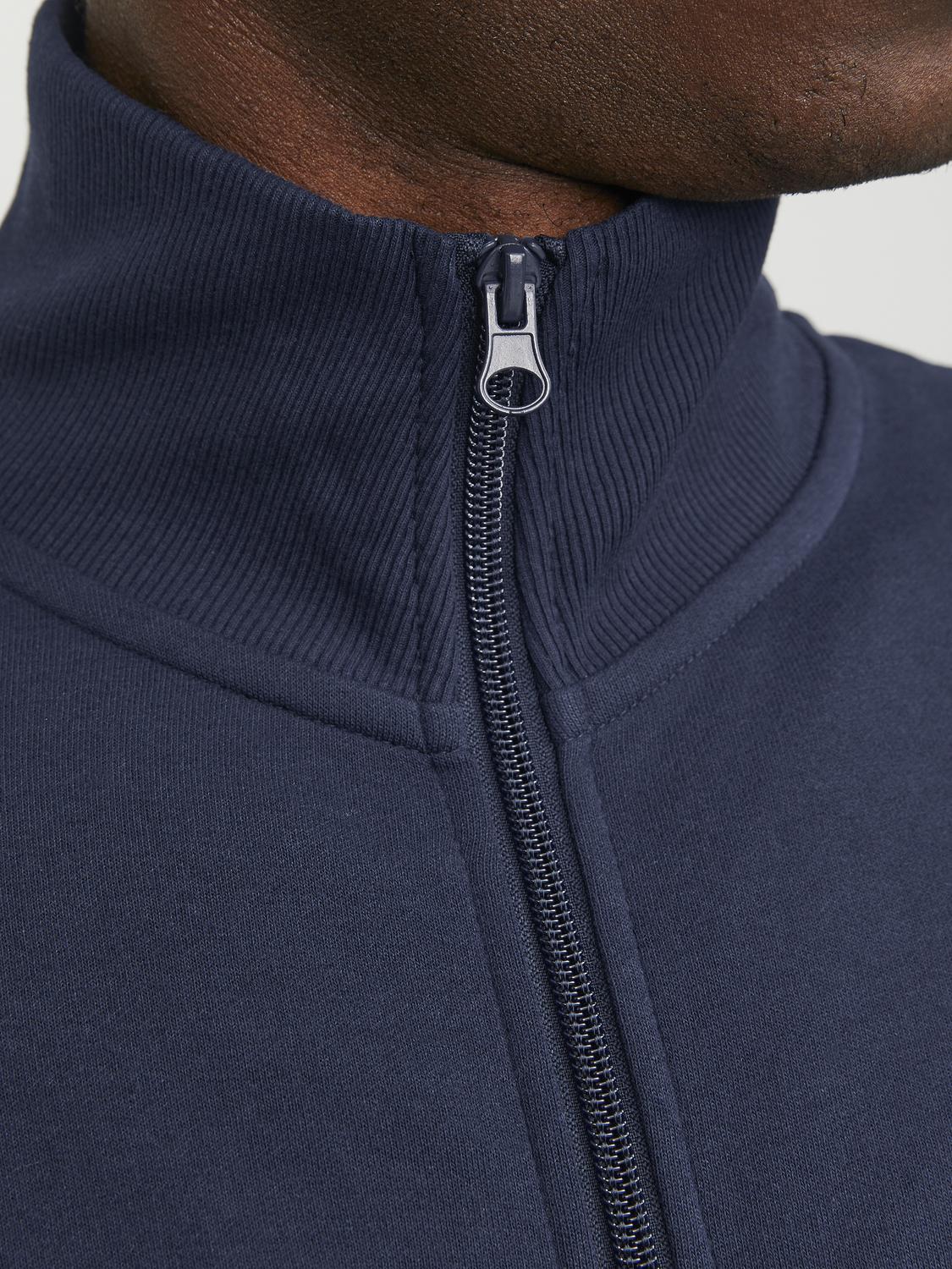 JACK & JONES Paulos sweat zip regular fit, heren sweatshirt katoenmengsel met opstaande boord, blauw