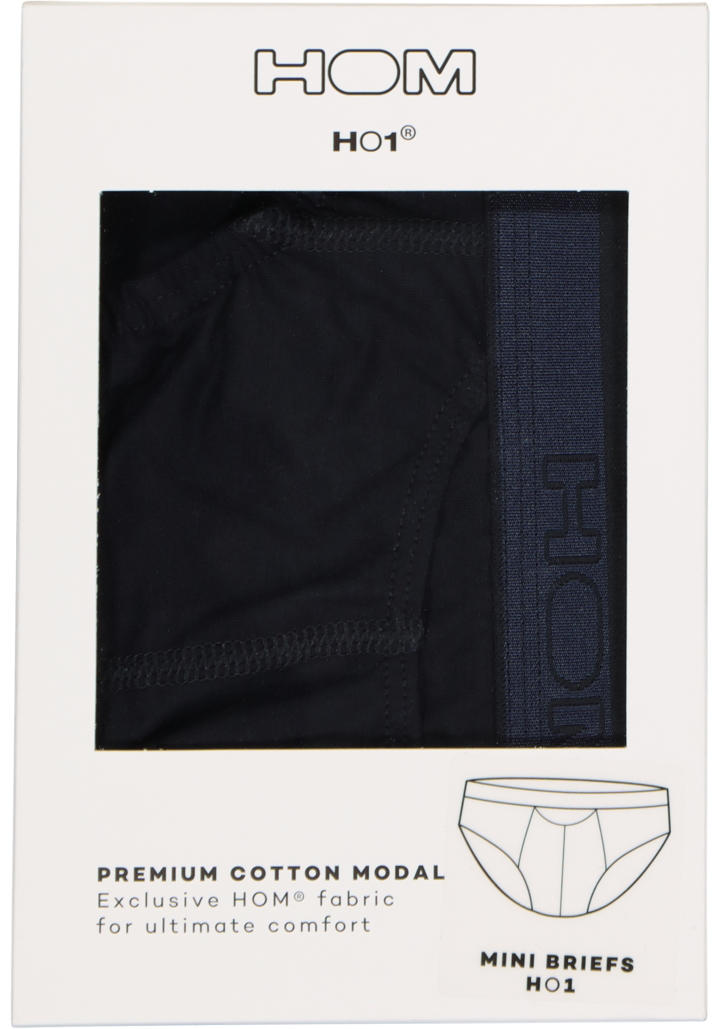 HOM HO1 mini briefs slip (1-pack), herenslip met horizontale gulp, navy blauw