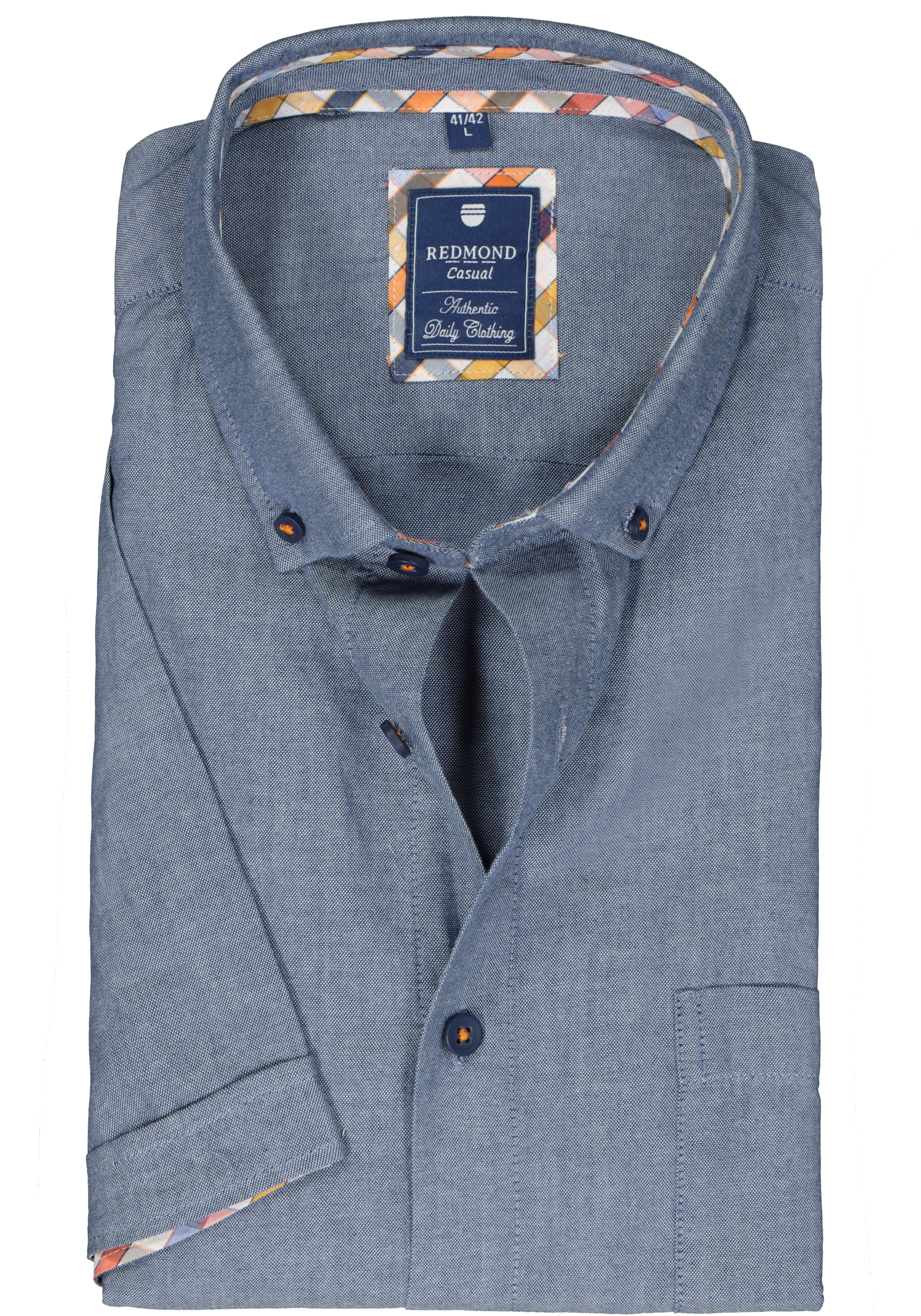 Redmond regular fit overhemd, korte mouw, Oxford, blauw