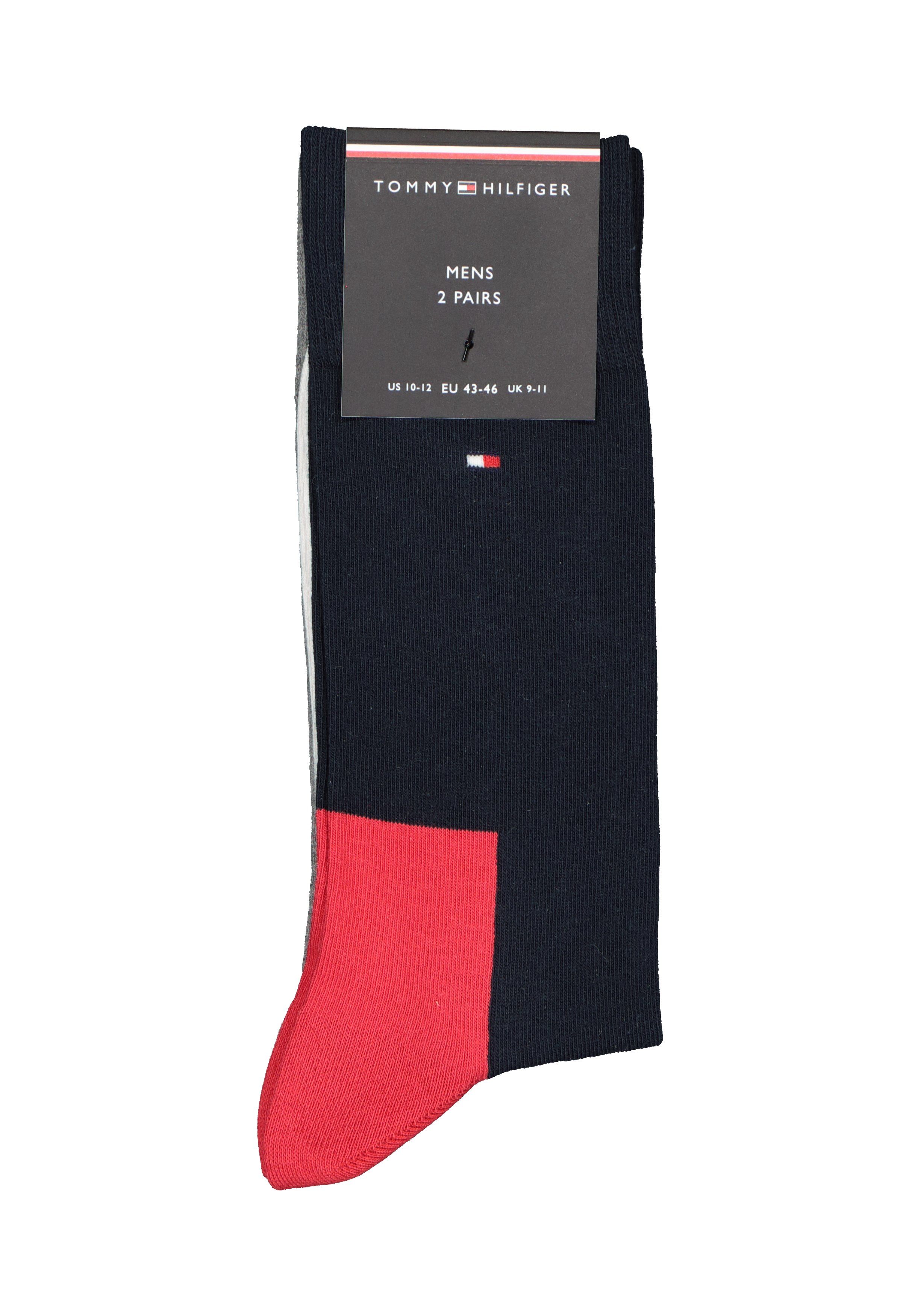 Tommy Hilfiger Iconic Hidden Sock (2-pack), heren sokken katoen, rood-wit-blauw en grijs