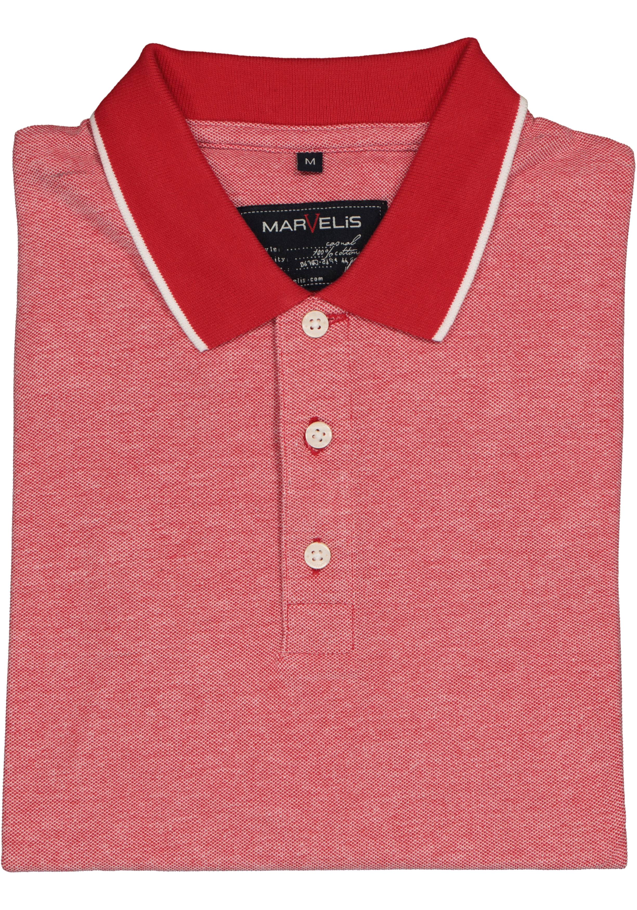 MARVELIS modern fit poloshirt, rood melange 