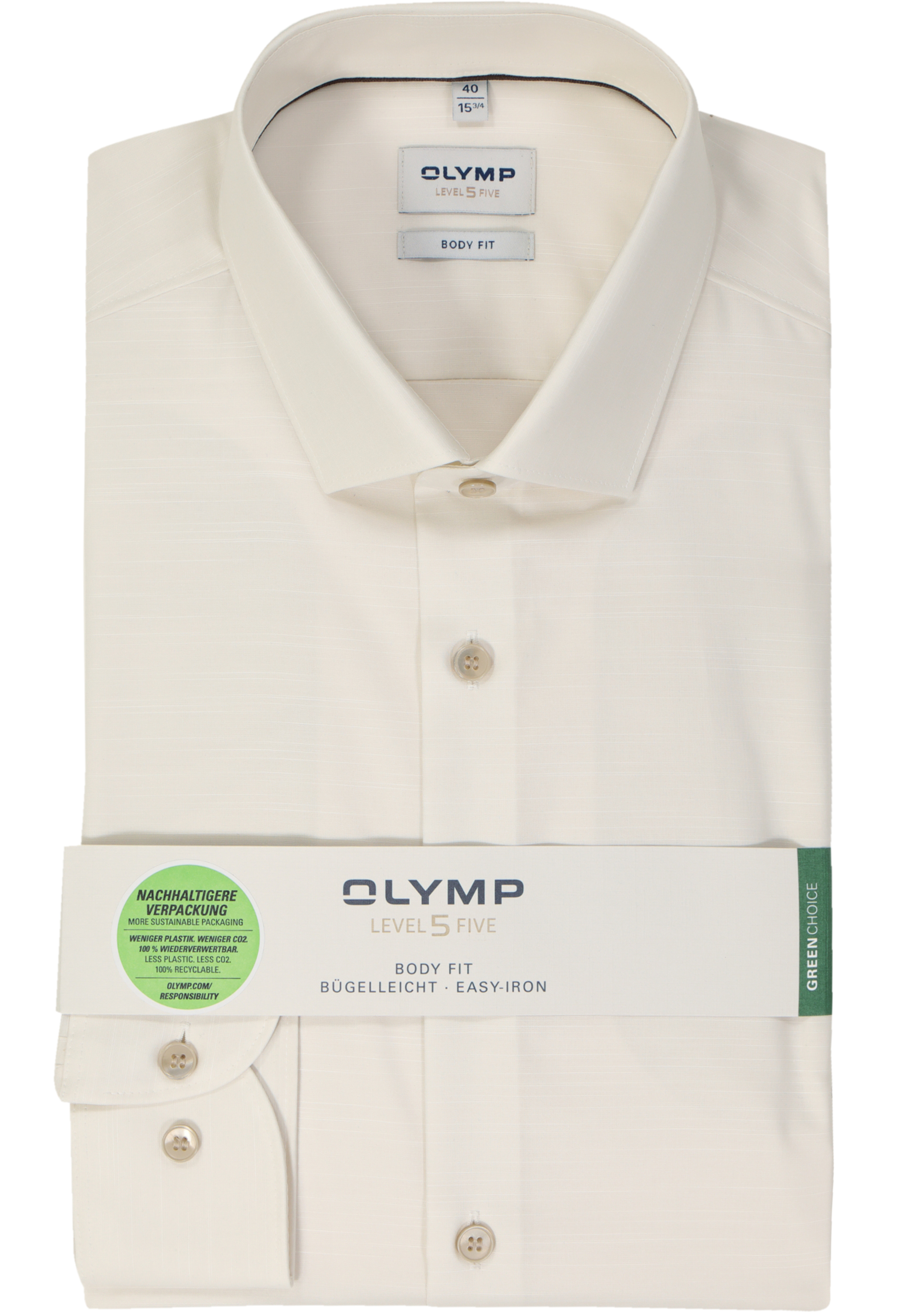 OLYMP Level 5 body fit overhemd, satijnbinding, lichtbeige