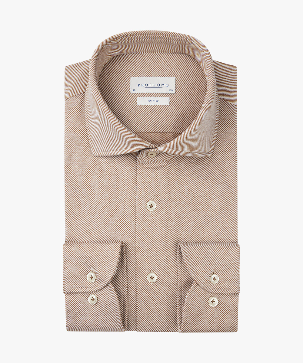 Profuomo slim fit heren overhemd, jersey, camel