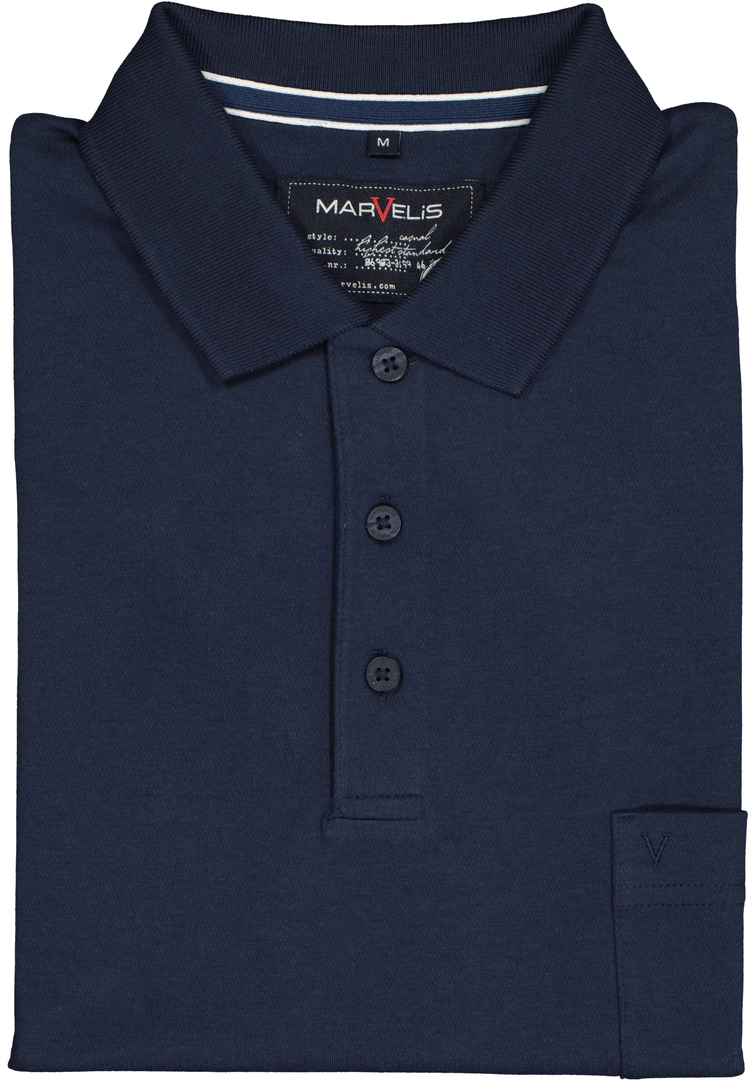 MARVELIS modern fit poloshirt, Quick Dry, marine blauw 