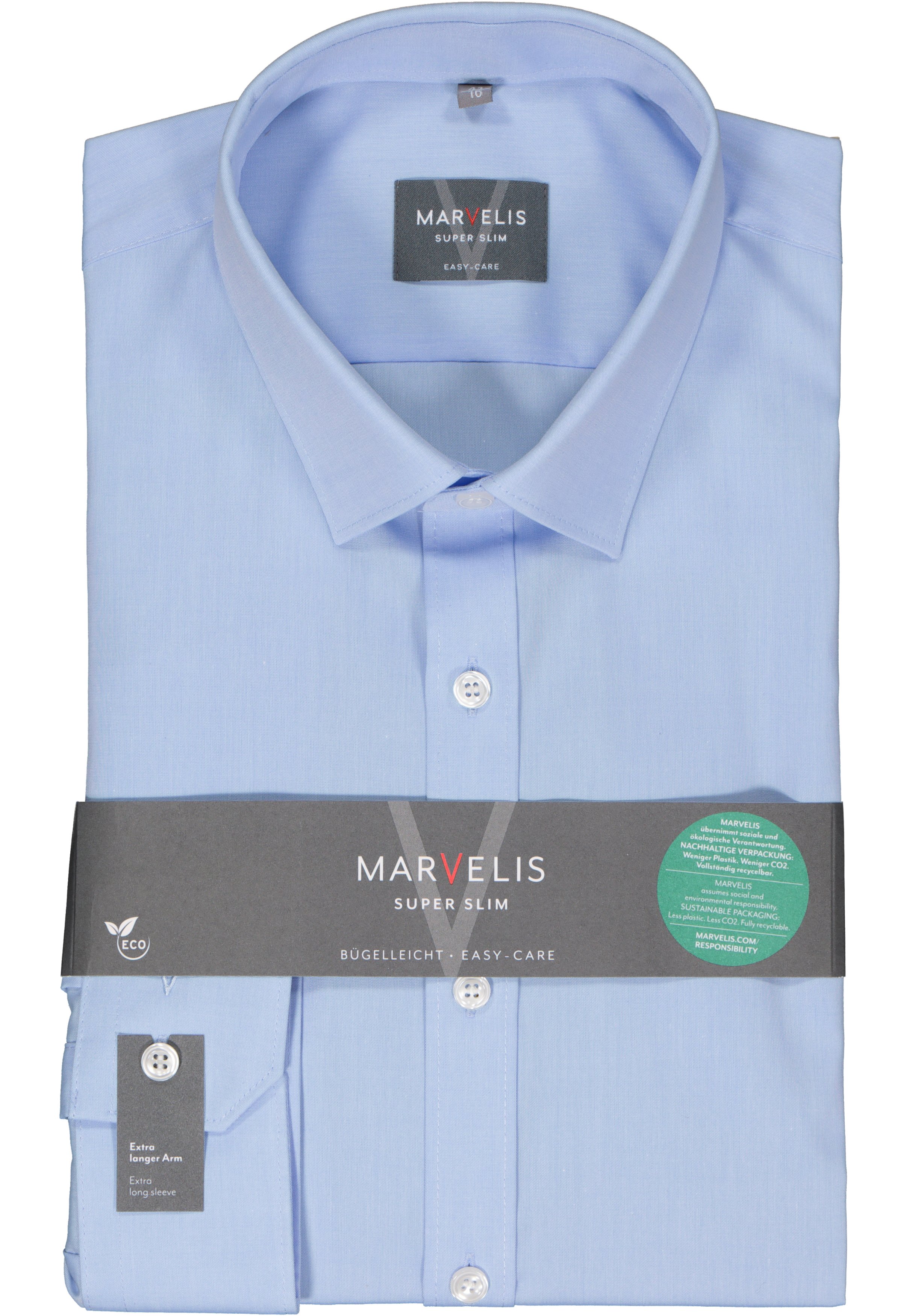 MARVELIS super slim fit overhemd, mouwlengte 7, popeline, lichtblauw