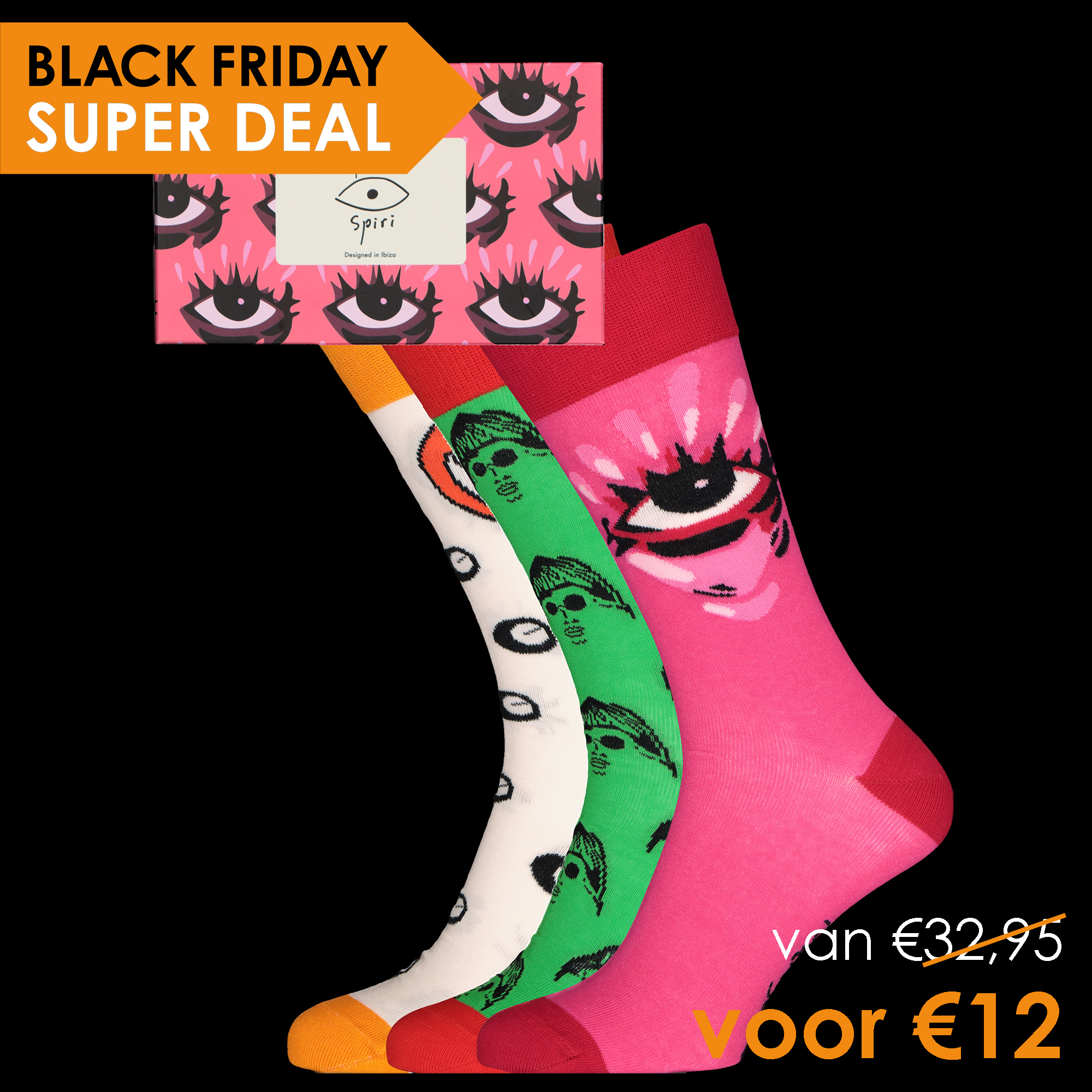 Spiri sokken 3 pack van 32,95 voor 12