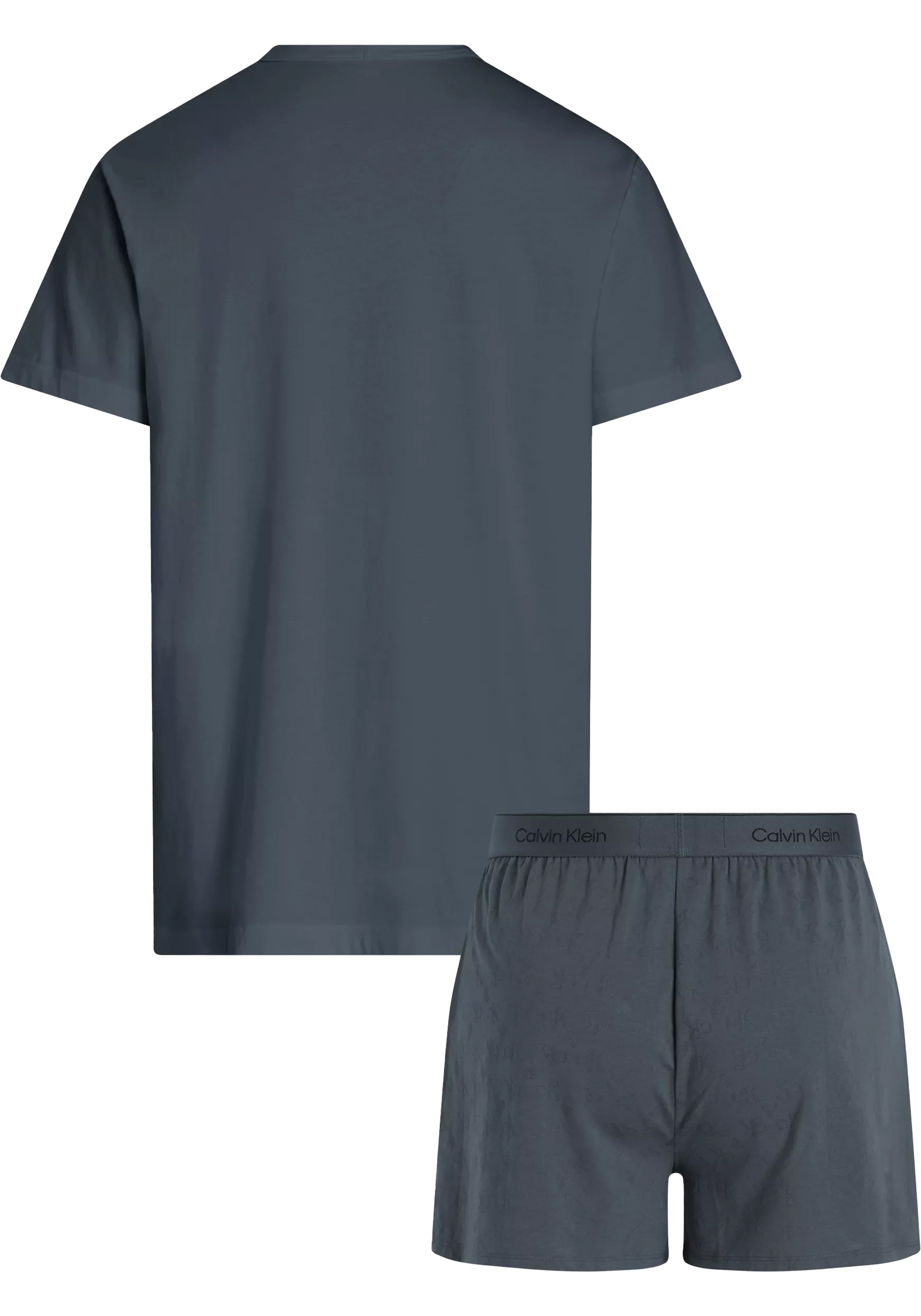 Calvin Klein heren shortama O-hals, donkergrijs shirt, dessin broek