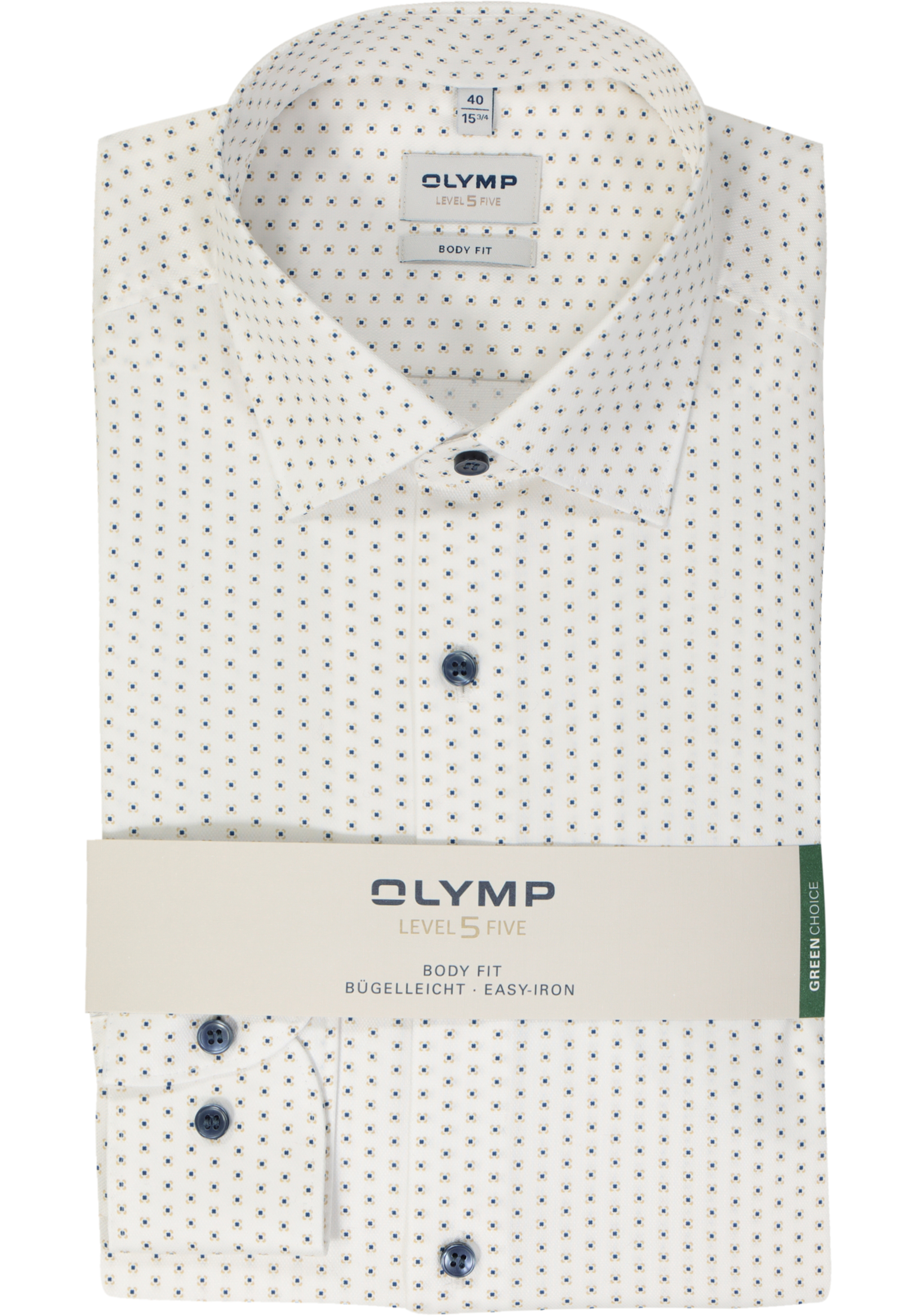 OLYMP Level 5 body fit overhemd, dobby, beige dessin