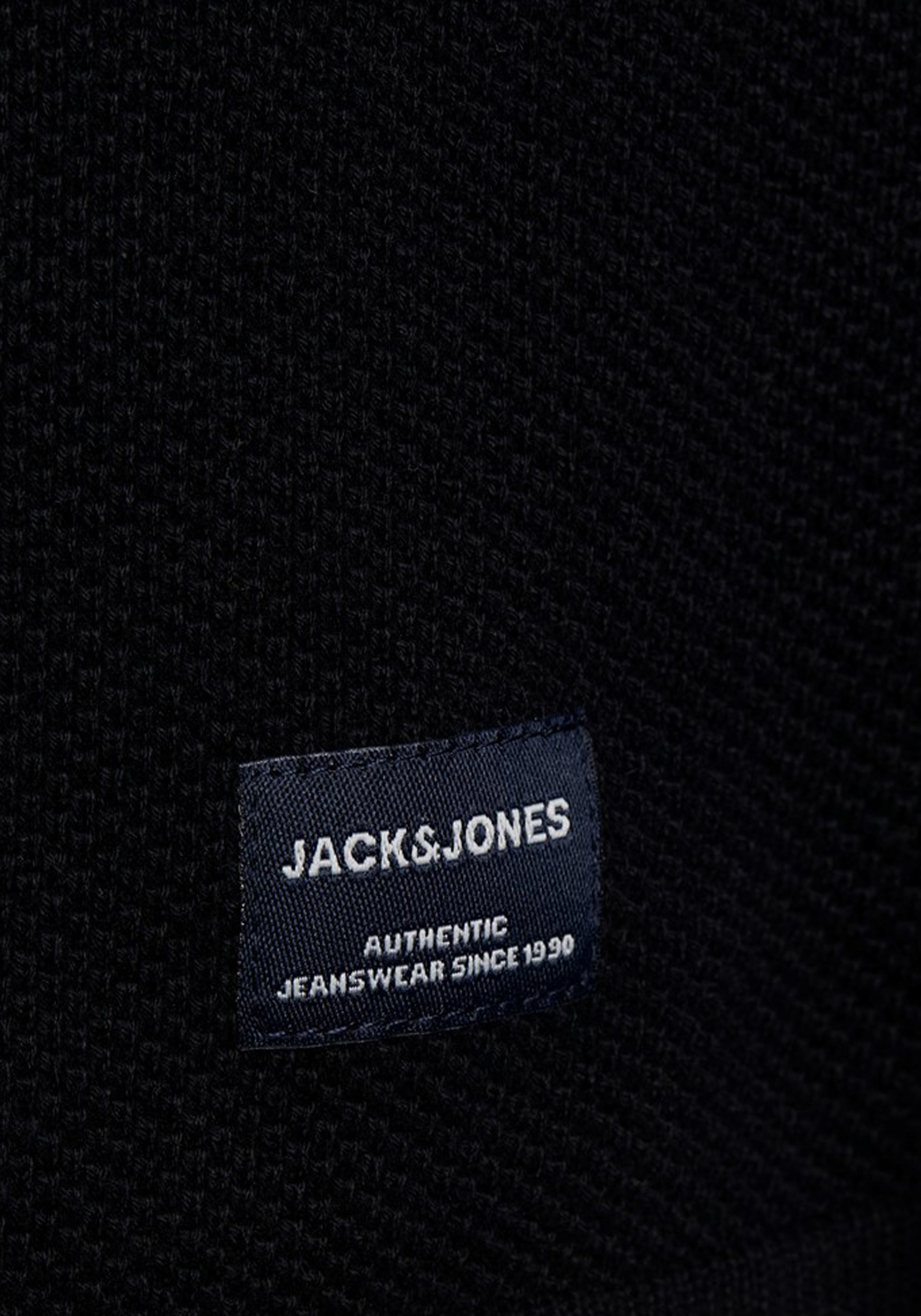 JACK & JONES slim fit trui katoen, O-hals, zwart