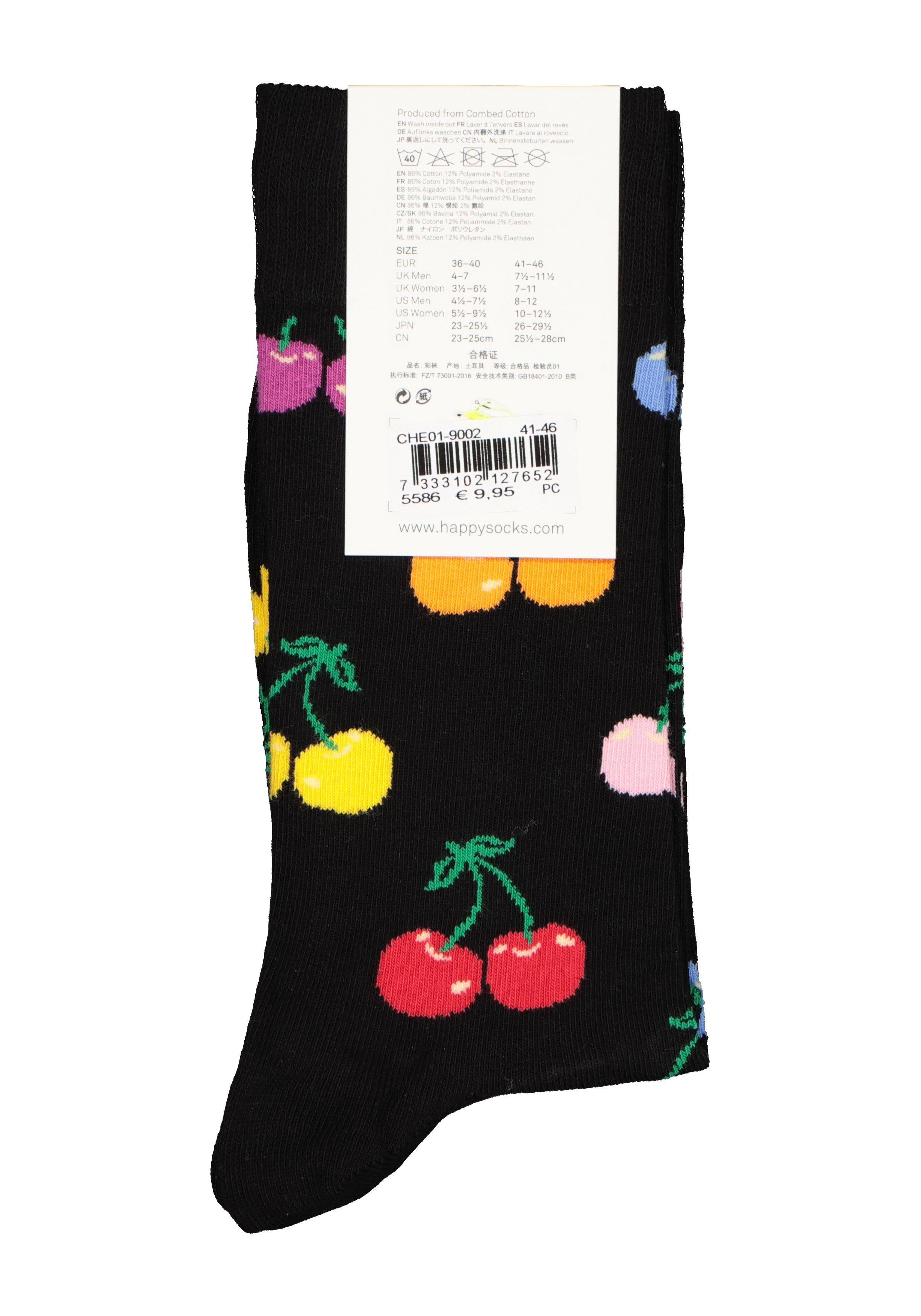 Happy Socks herensokken Cherry Sock, zwart met kleurtjes