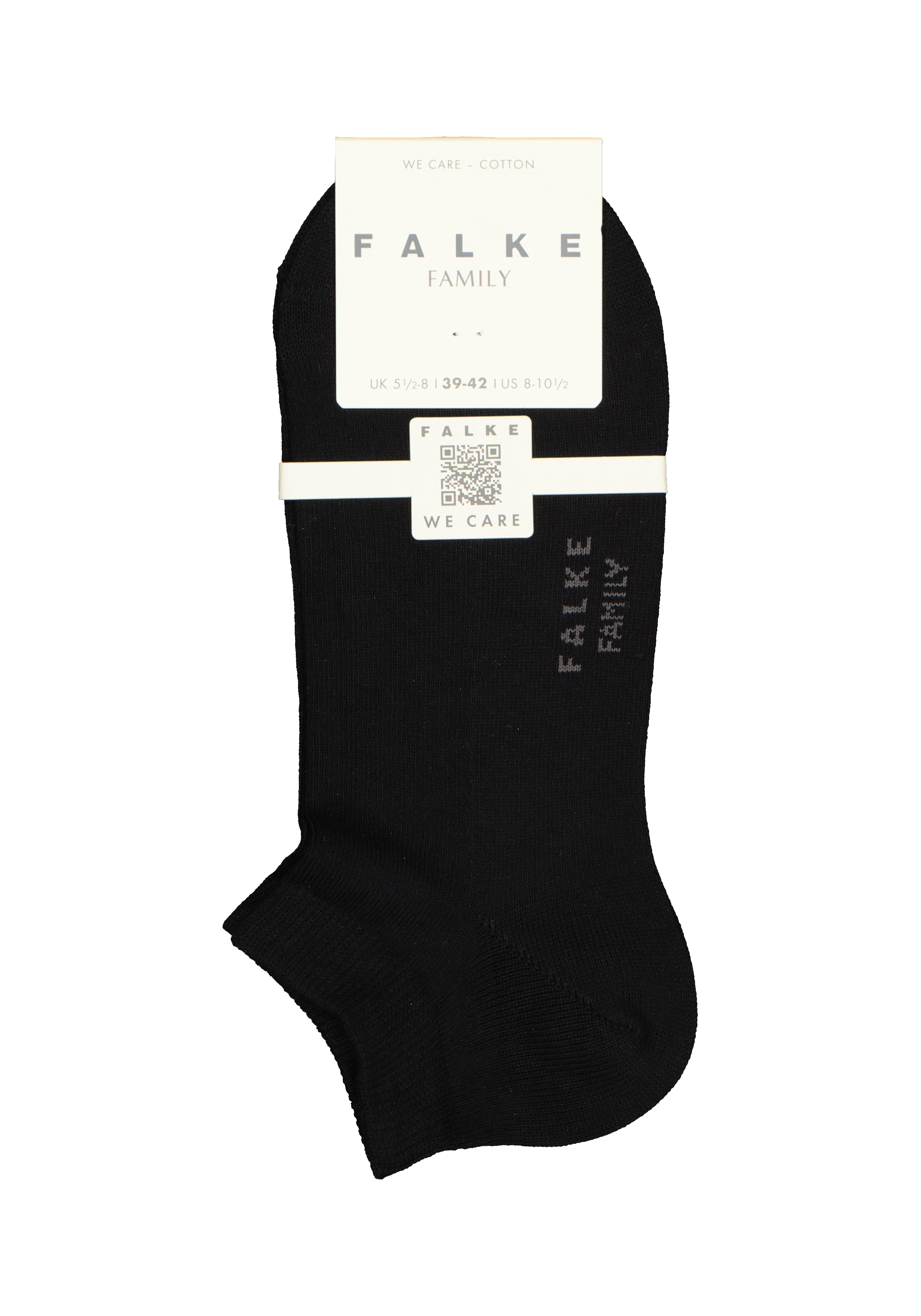 FALKE Family dames enkelsokken, katoen, zwart (black)