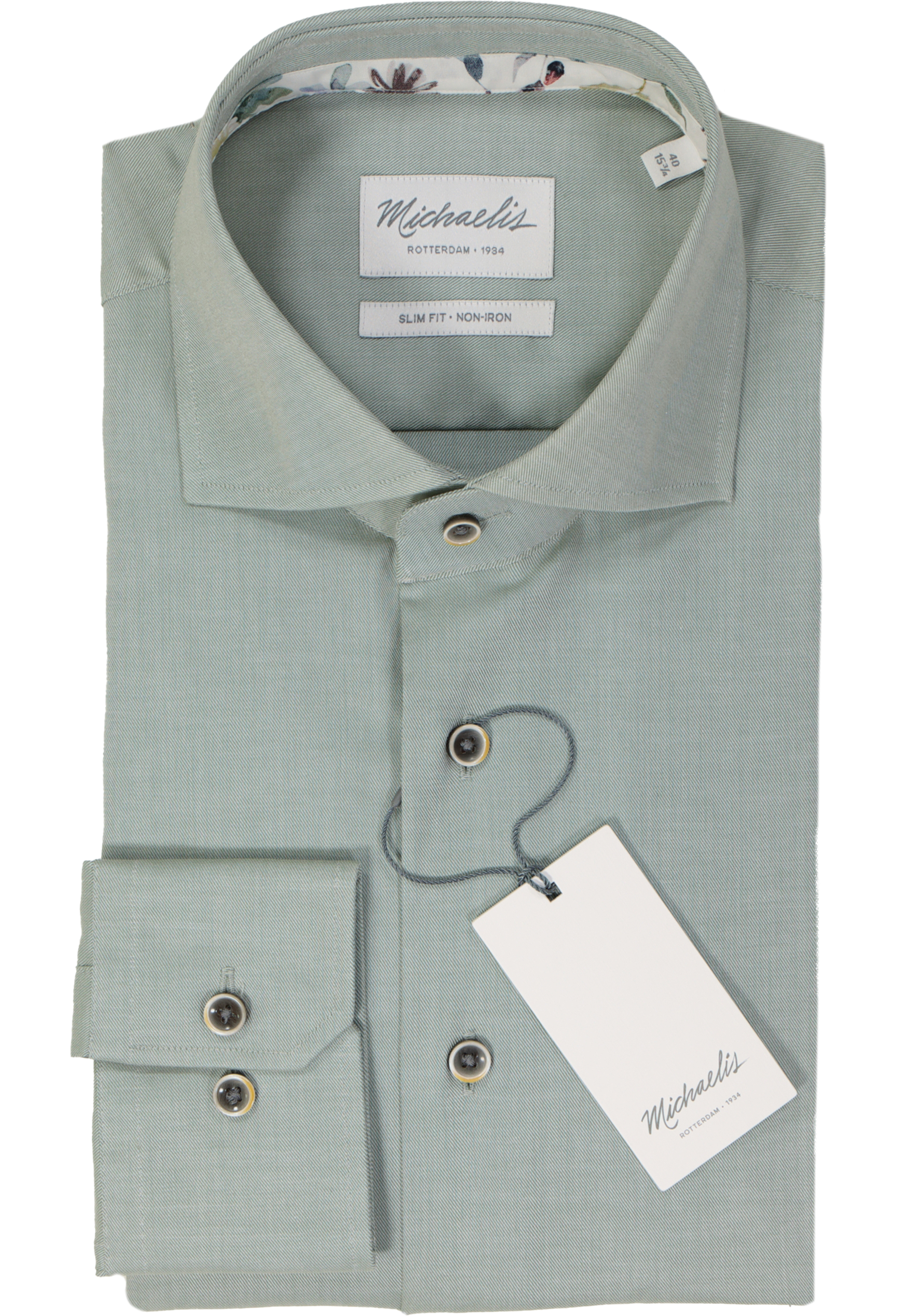 Michaelis slim fit heren overhemd, twill, groen