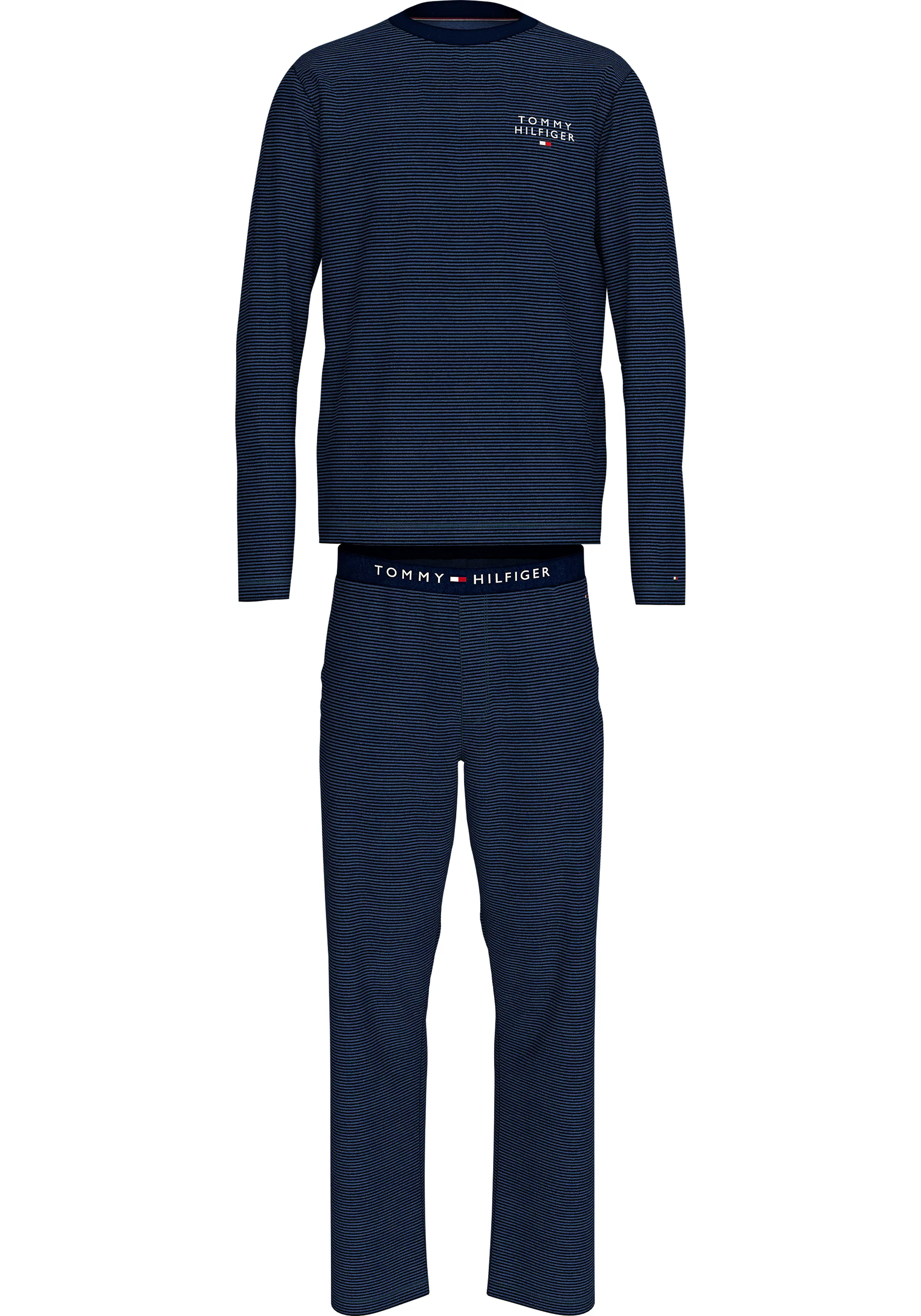 Tommy Hilfiger heren pyjama set, donkerblauw fijn gestreept