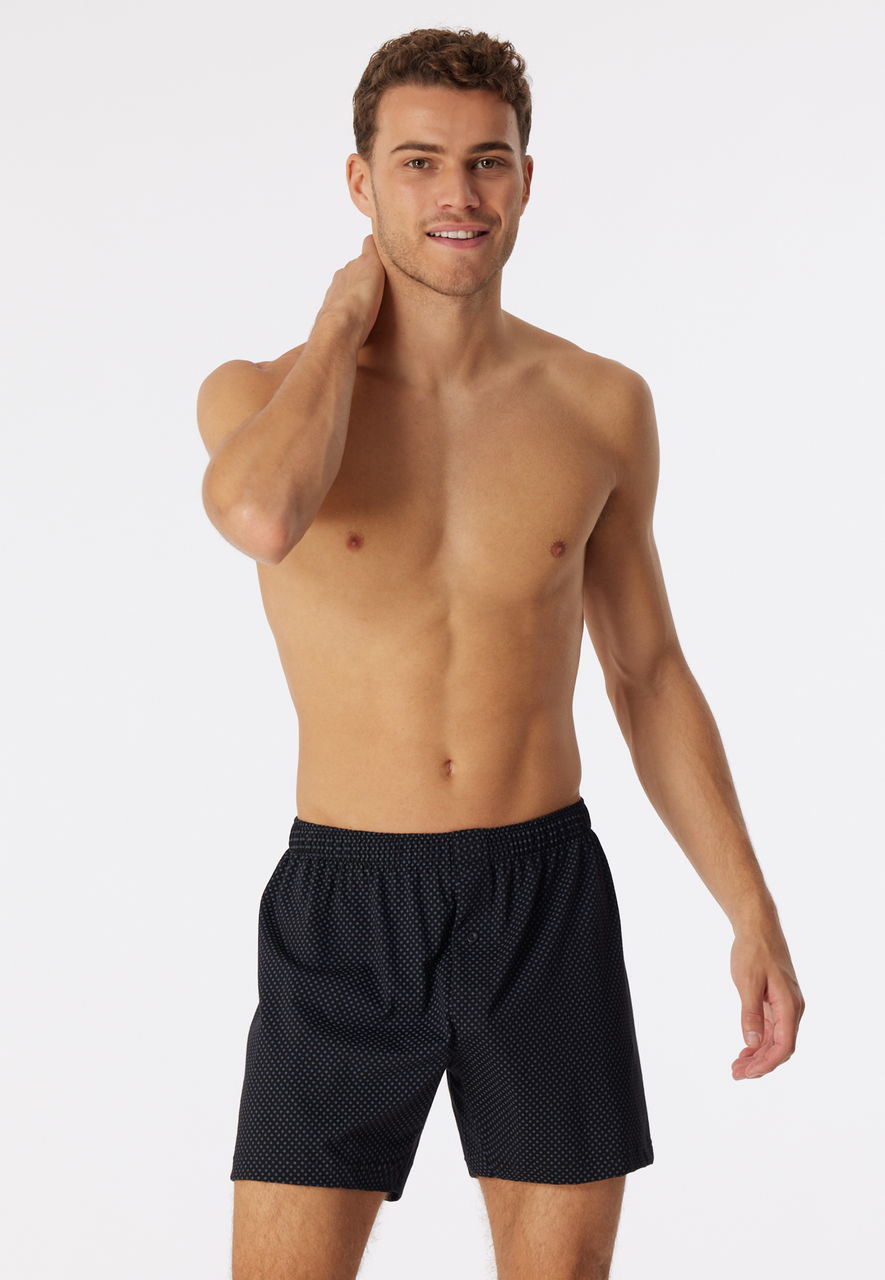 SCHIESSER Cotton Casuals boxer (1-pack), heren boxershort jersey zwart met patroon