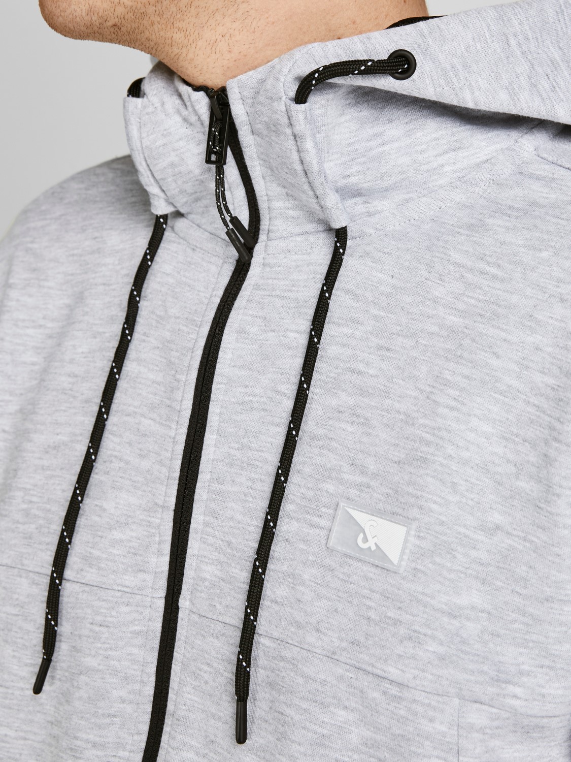 JACK & JONES Air sweat zip hood regular fit, heren sweatvest katoenmengsel met capuchon, lichtgrijs melange