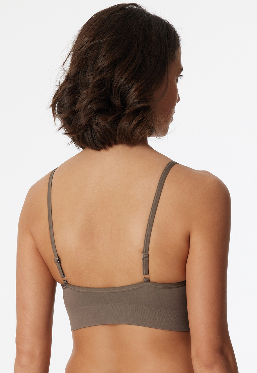 SCHIESSER Seamless Matt bralette (1-pack), dames bustier v-hals verstelbare bandjes taupe