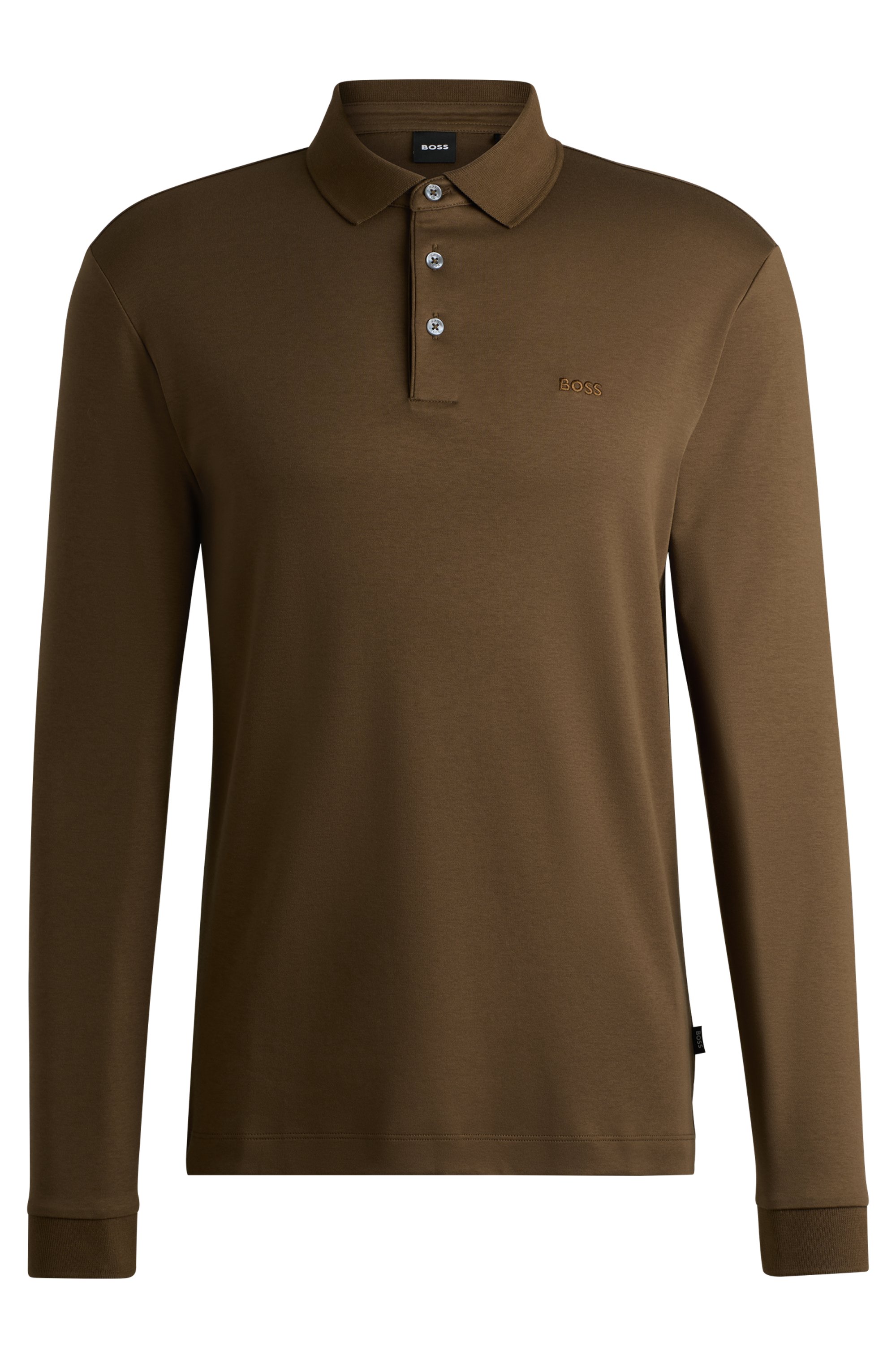 BOSS Pado regular fit polo lange mouw, jersey, groen