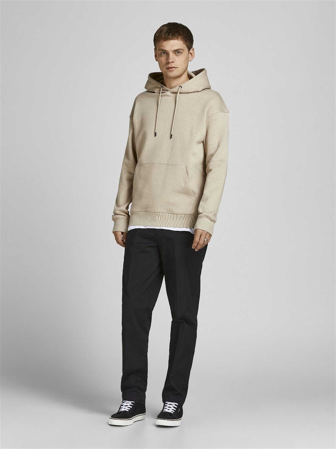 JACK & JONES Star basic sweat hood regular fit, heren hoodie katoenmengsel met capuchon, beige