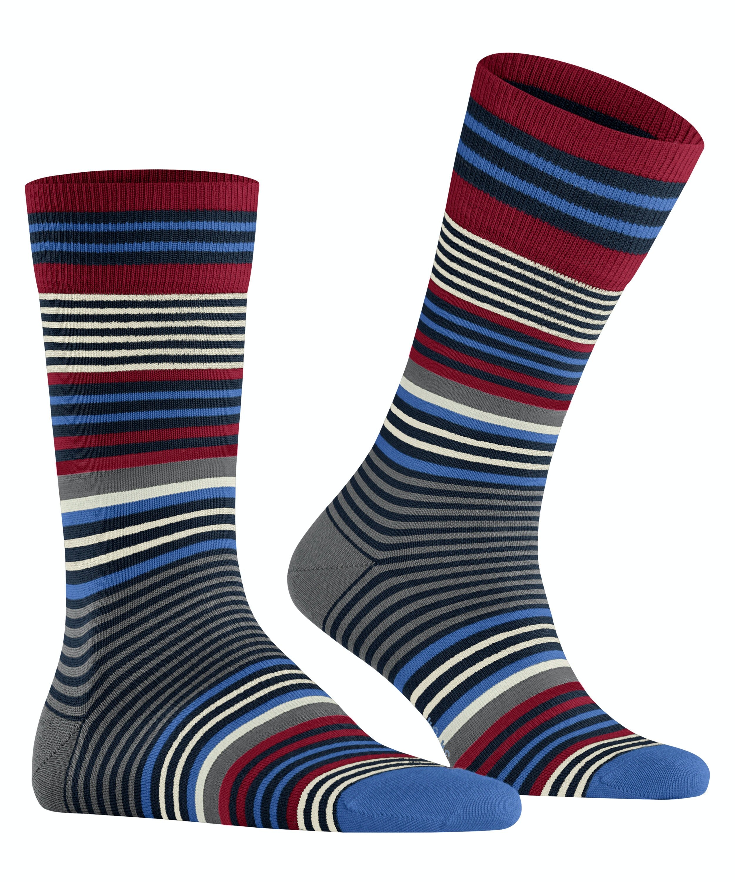 Burlington Stripe herensokken, blauw (marine)